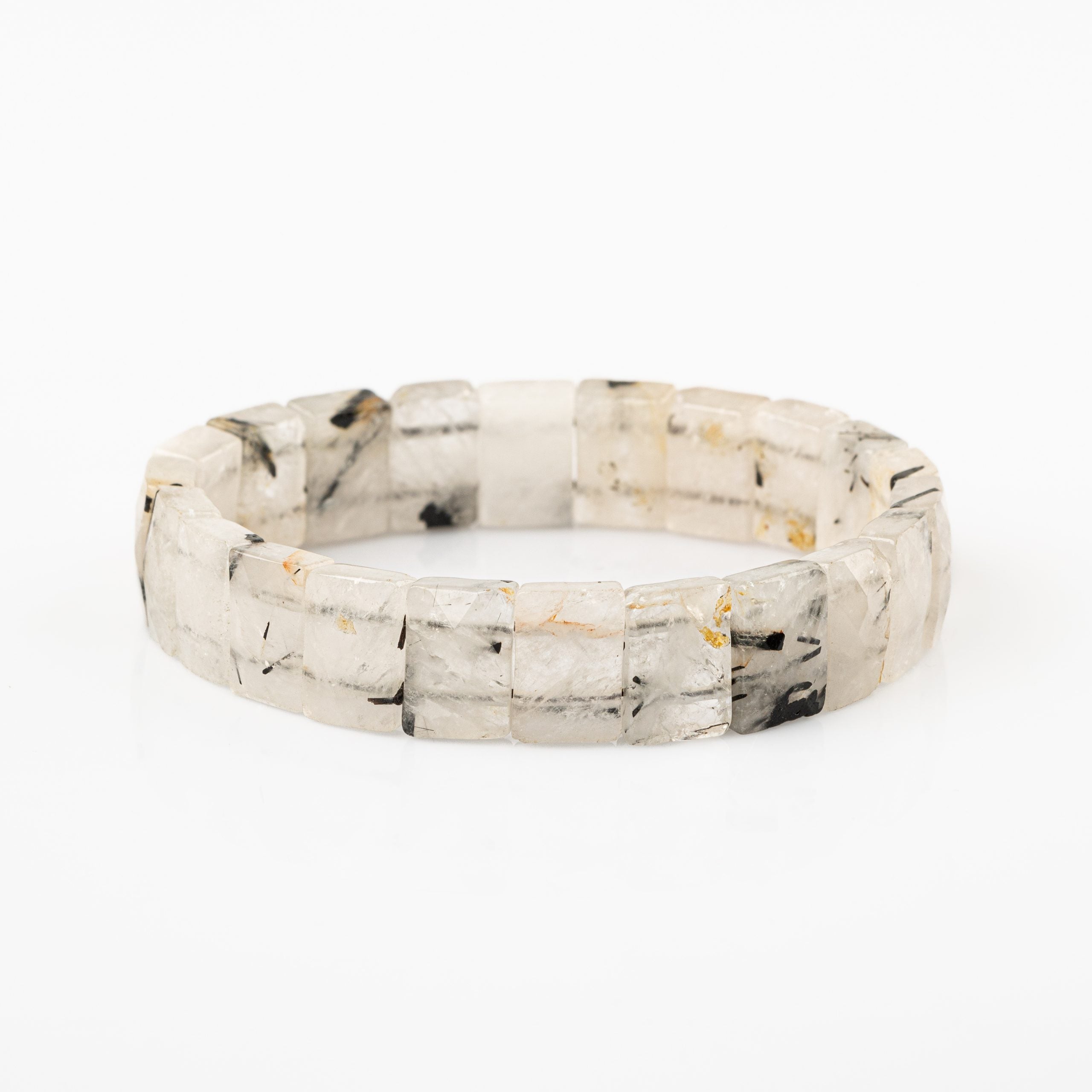 Certified Rutilated Quartz Wide Cut Square Cut Natural Gemstone Bracelet