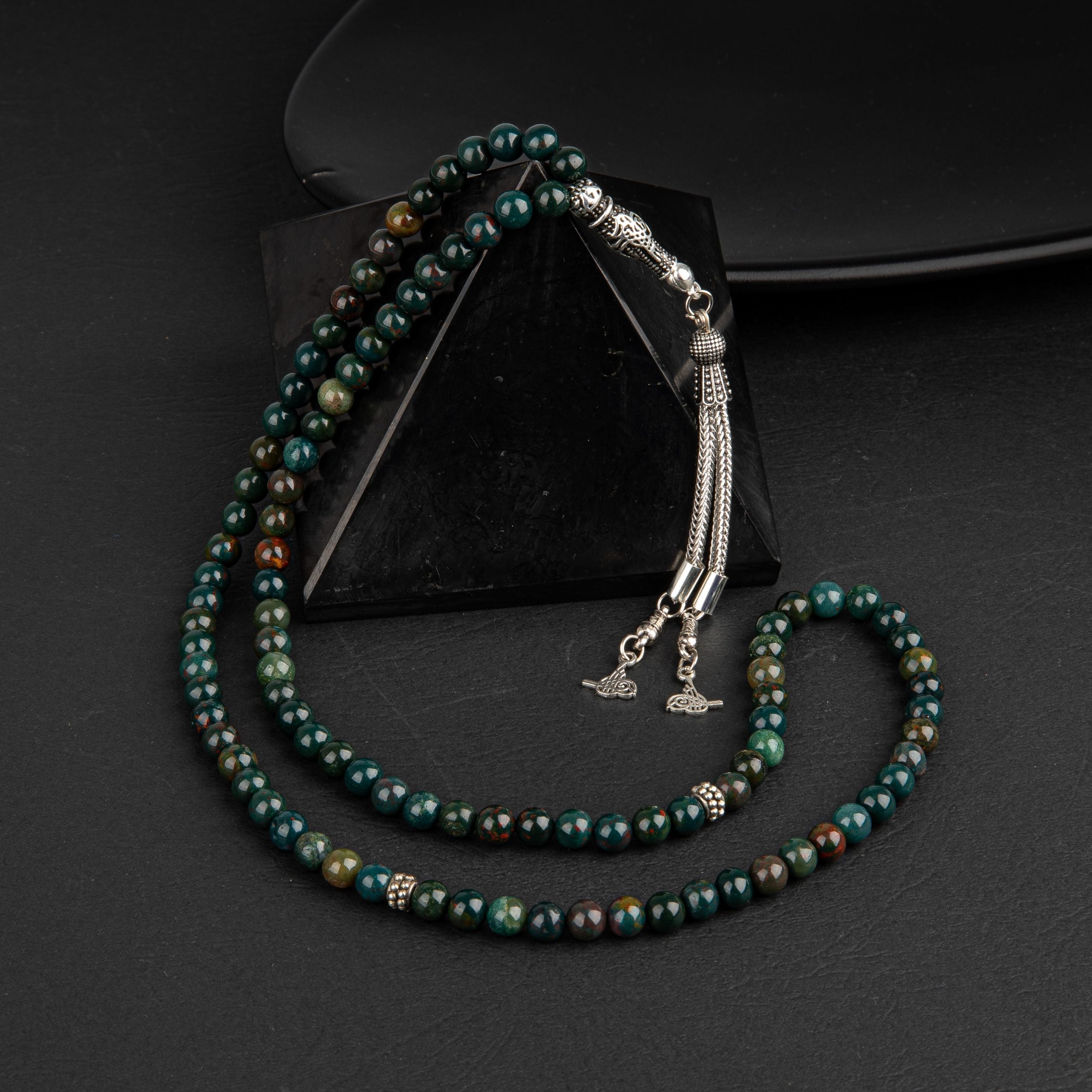 Bloodstone Natural Gemstone Prayer Beads 99-Bead – 6mm Handcrafted