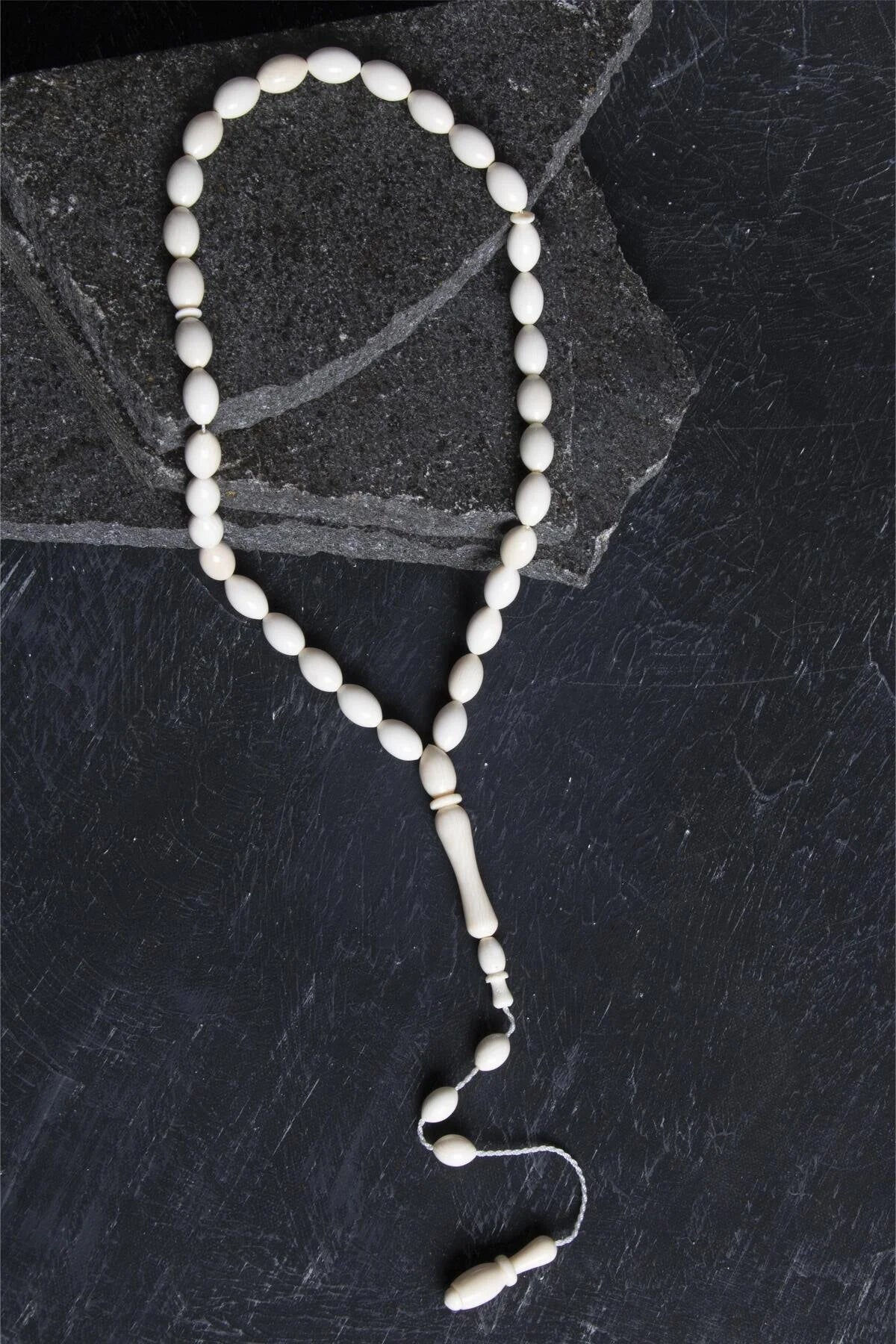 Laboratory Certified Ivory Tone Barley Cut Natural Stone Prayer Beads – 33 Beads