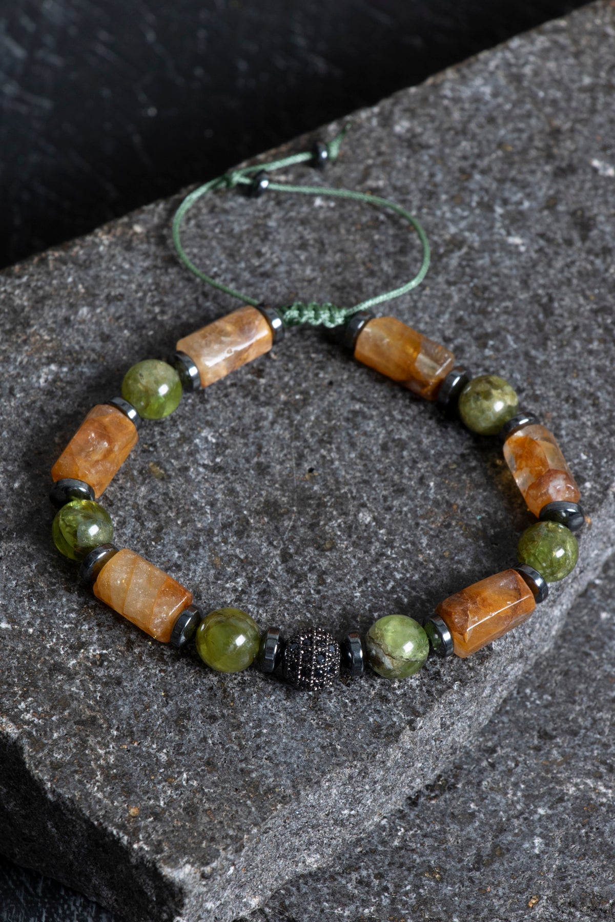 Laboratory Certified Citrine, Peridot (Zebercet) & Hematite Natural Stone Bracelet