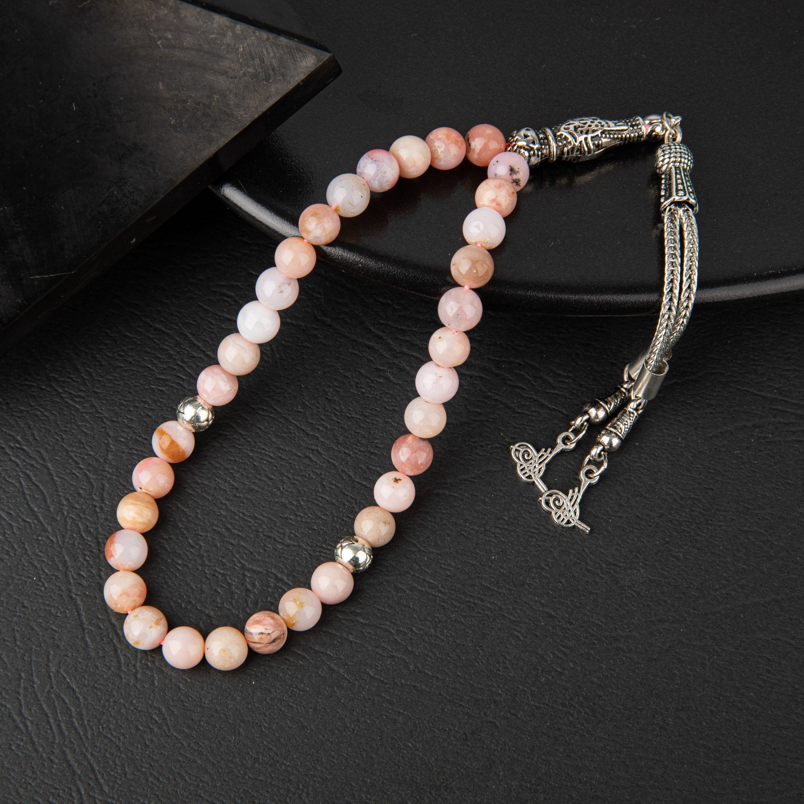 Pink Opal Natural Gemstone Prayer Beads 33-Bead – 6mm Handcrafted