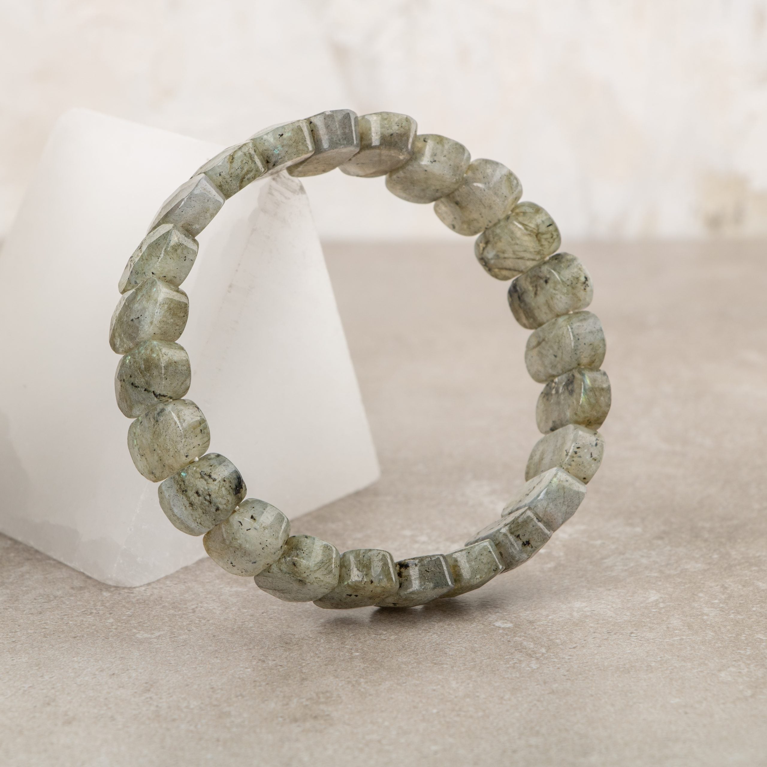 Certified Labradorite Wide Cut Natural Gemstone Bracelet