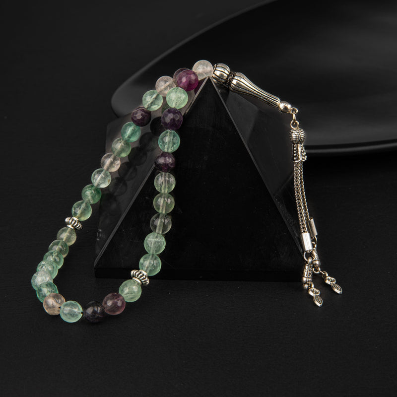 Laboratory Certified Green Fluorite Natural Gemstone Prayer Beads 33-Bead – 8mm