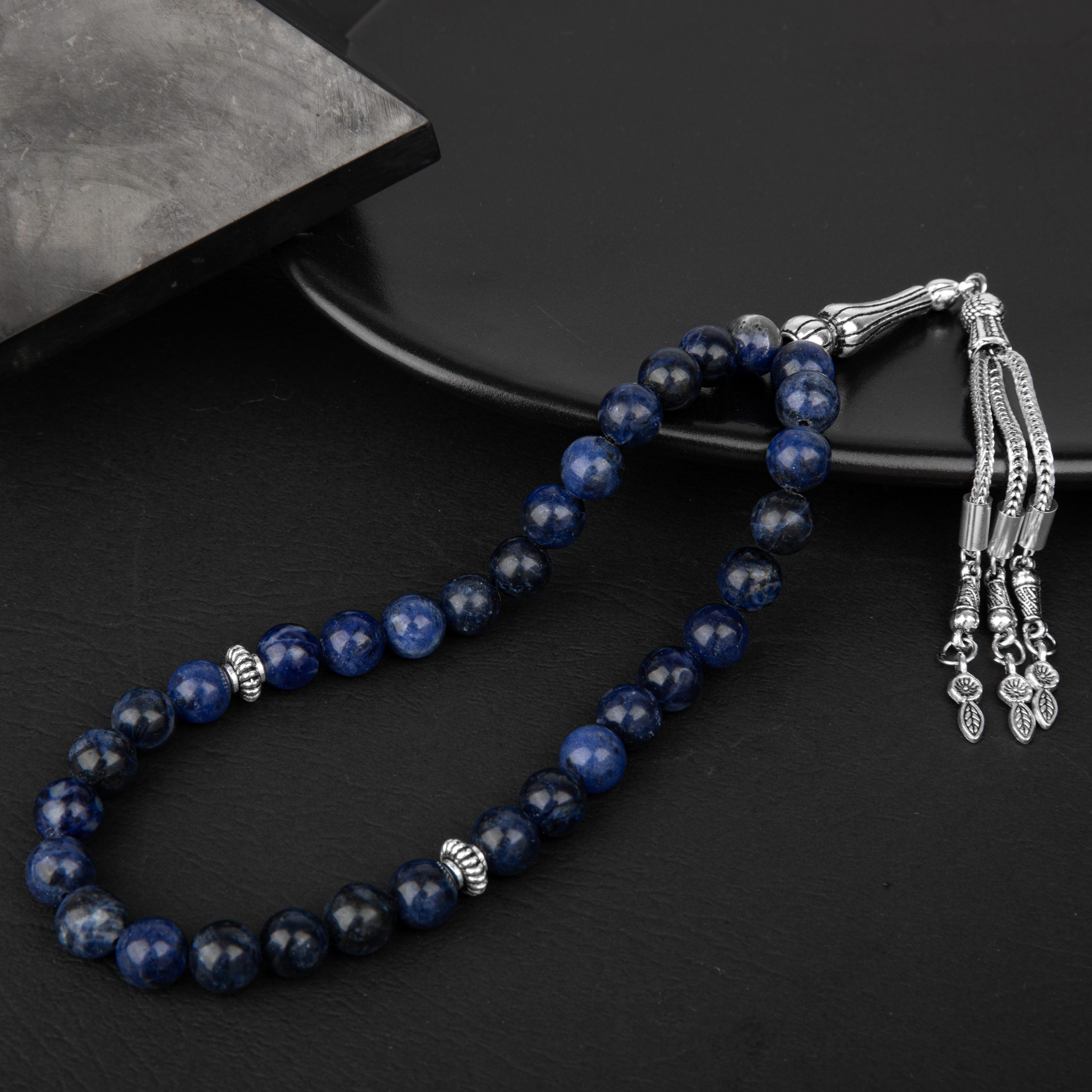Sodalite Natural Gemstone Prayer Beads 33-Bead – 8mm Handcrafted