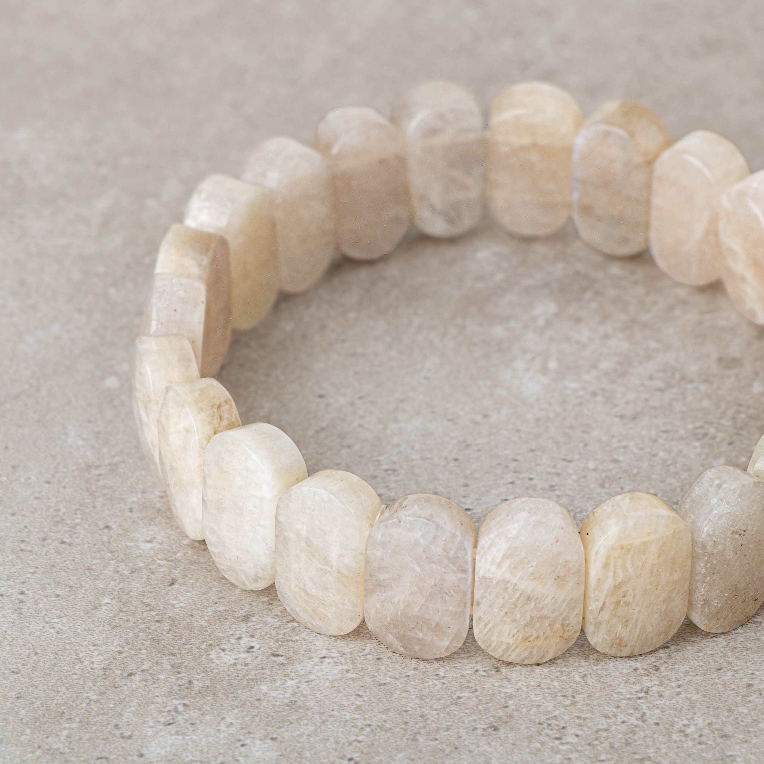 Certified Moonstone Wide Cut Natural Gemstone Bracelet