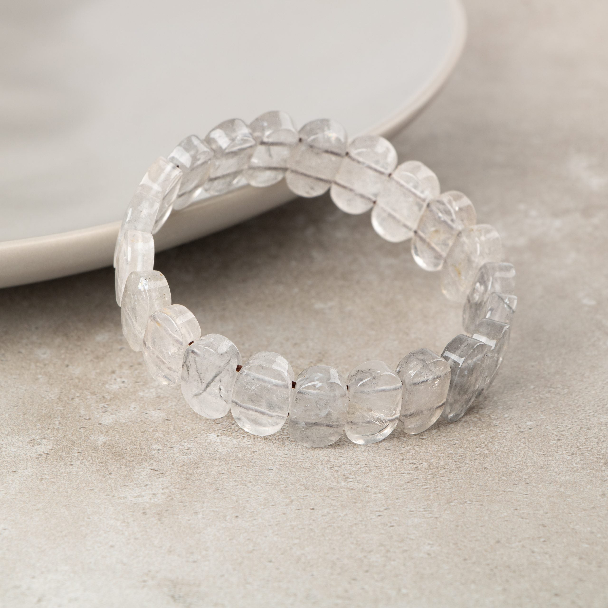 Certified Milky Quartz Wide Cut Natural Gemstone Bracelet