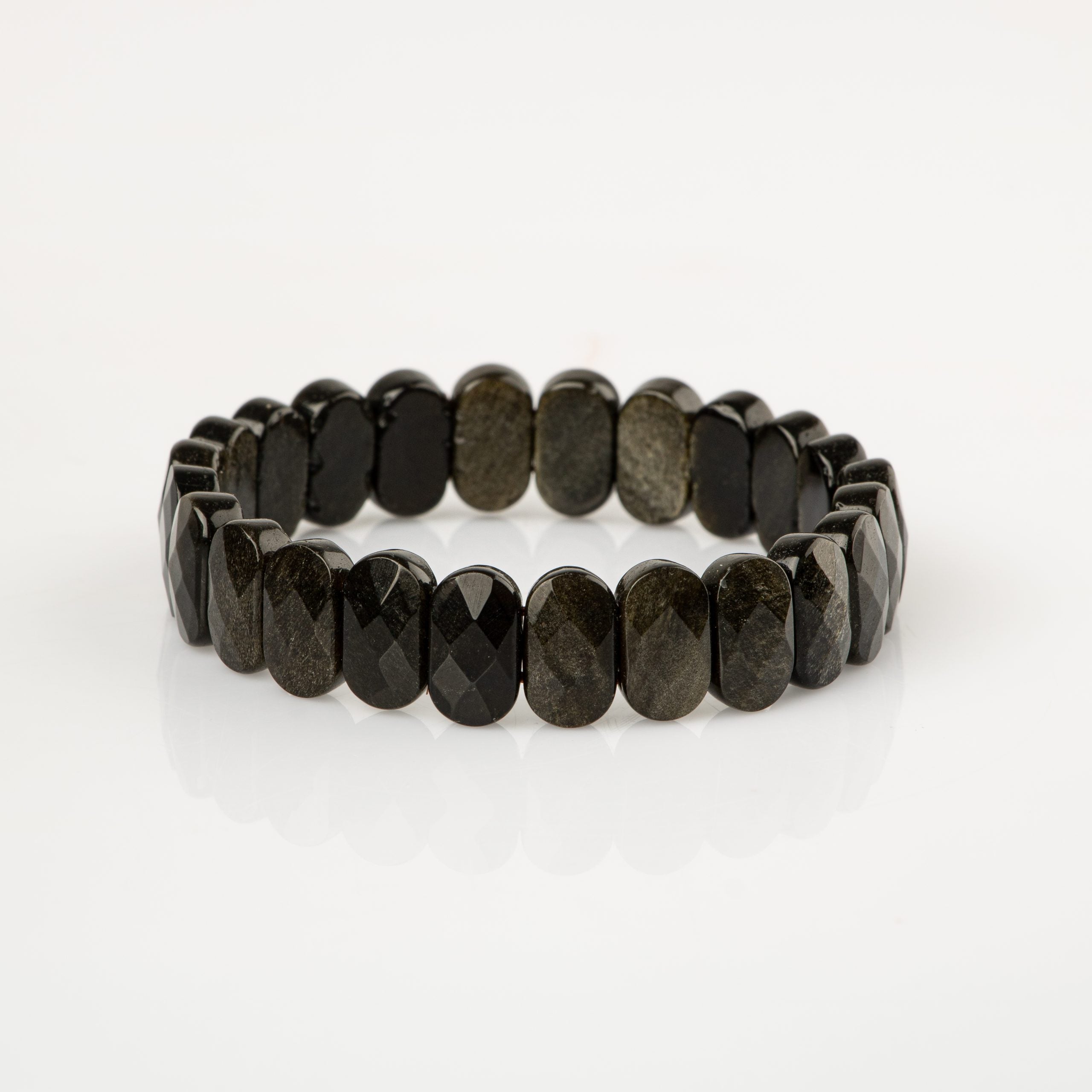 Certified Rainbow Obsidian Wide Cut Natural Gemstone Bracelet