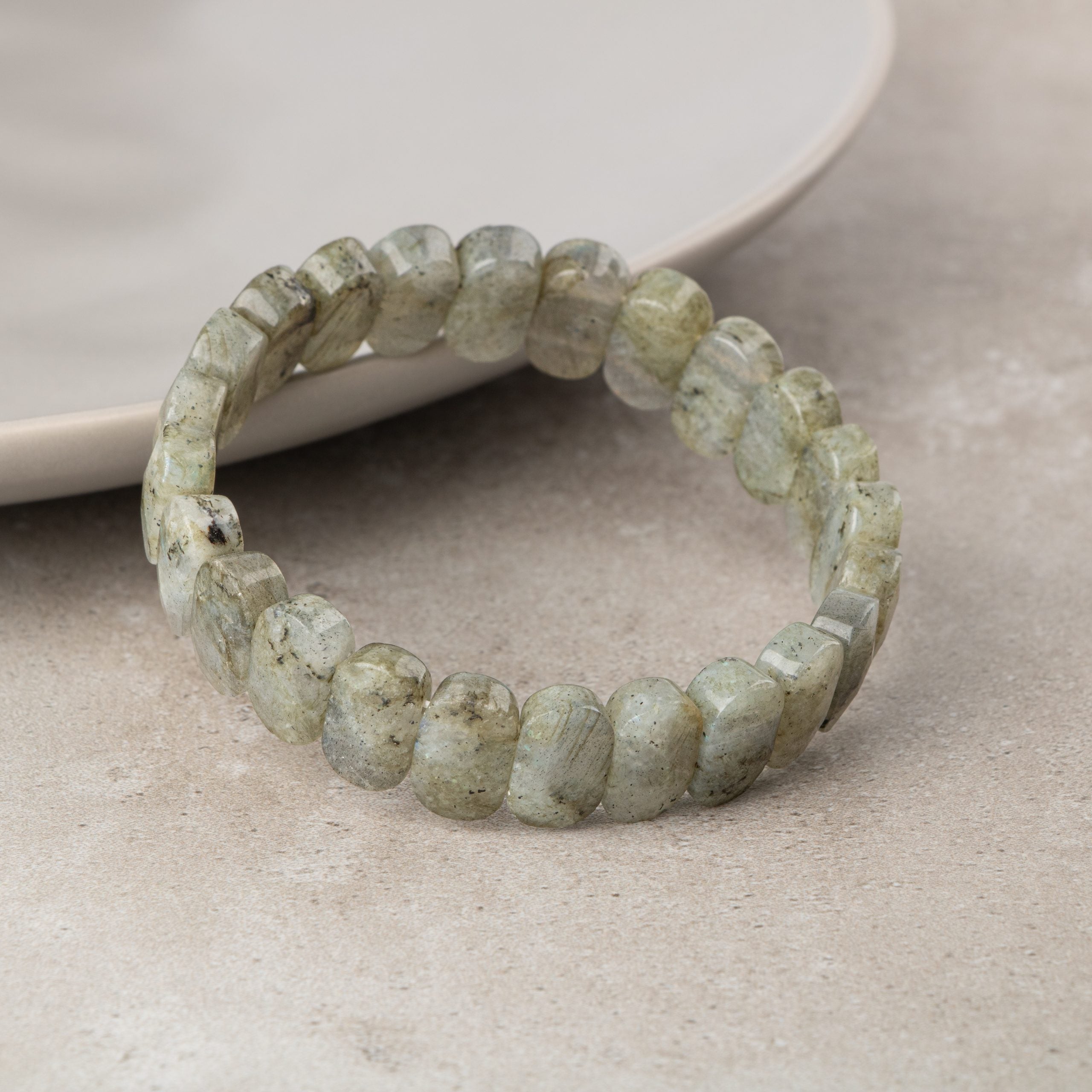 Certified Labradorite Wide Cut Natural Gemstone Bracelet