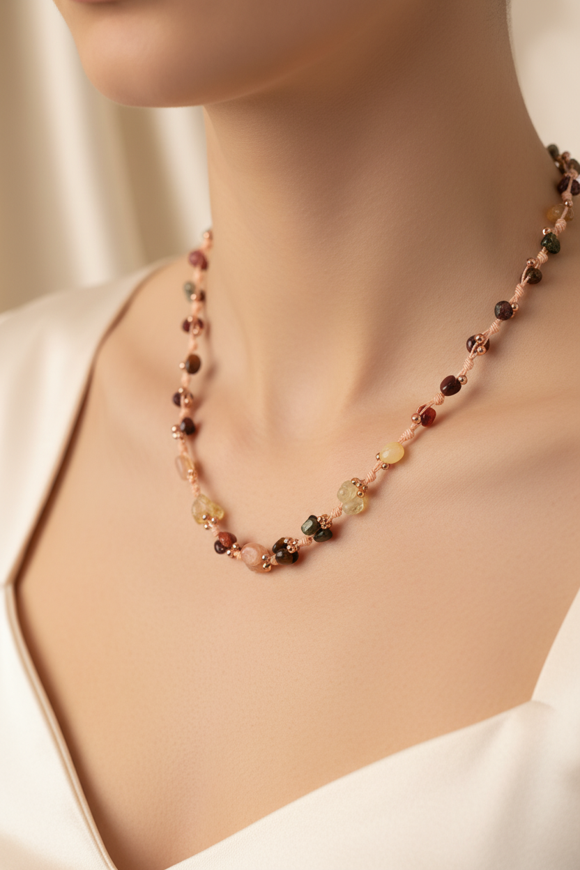 Laboratory Certified Leo Zodiac Natural Stone Macramé Woven Necklace