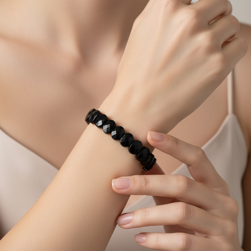 Laboratory Certified Tourmaline Wide Cut Natural Gemstone Bracelet