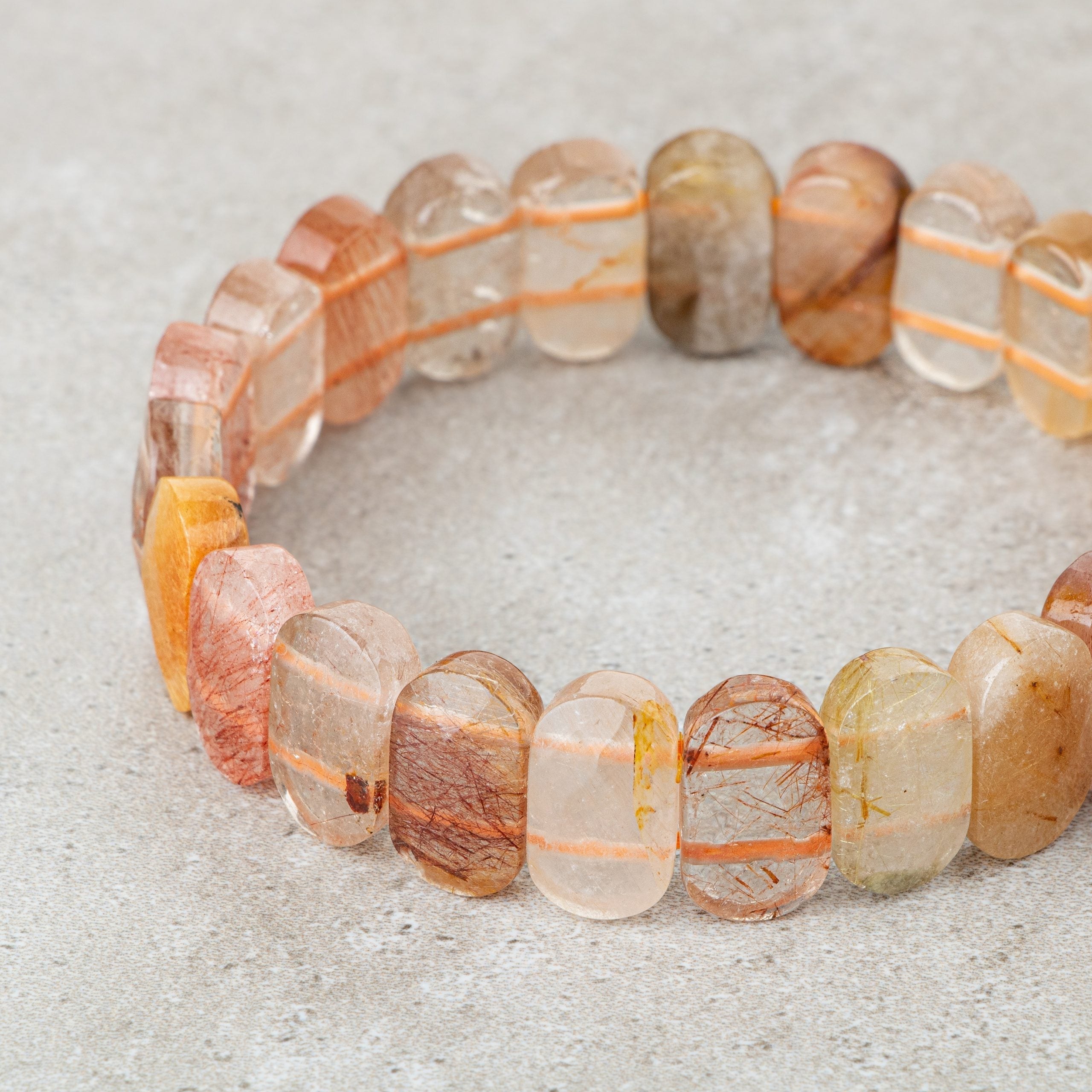 Certified Golden Rutilated Quartz Wide Cut Natural Gemstone Bracelet