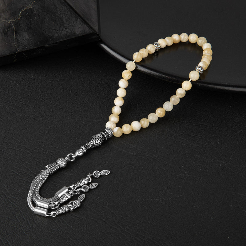 Laboratory Certified Aragonite Natural Gemstone Prayer Beads 33-Bead – 6mm