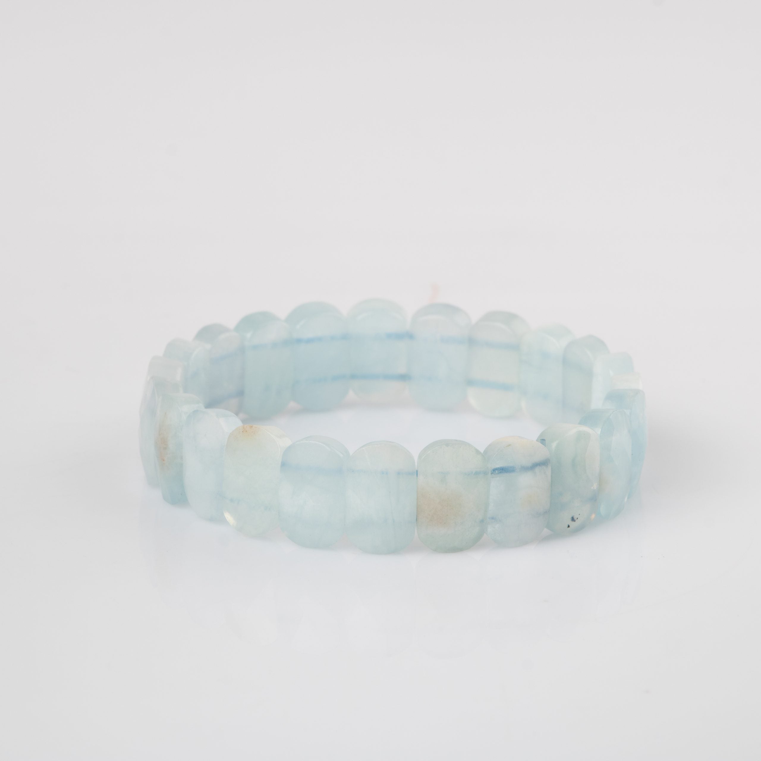 Certified Aquamarine Wide Cut Natural Gemstone Bracelet