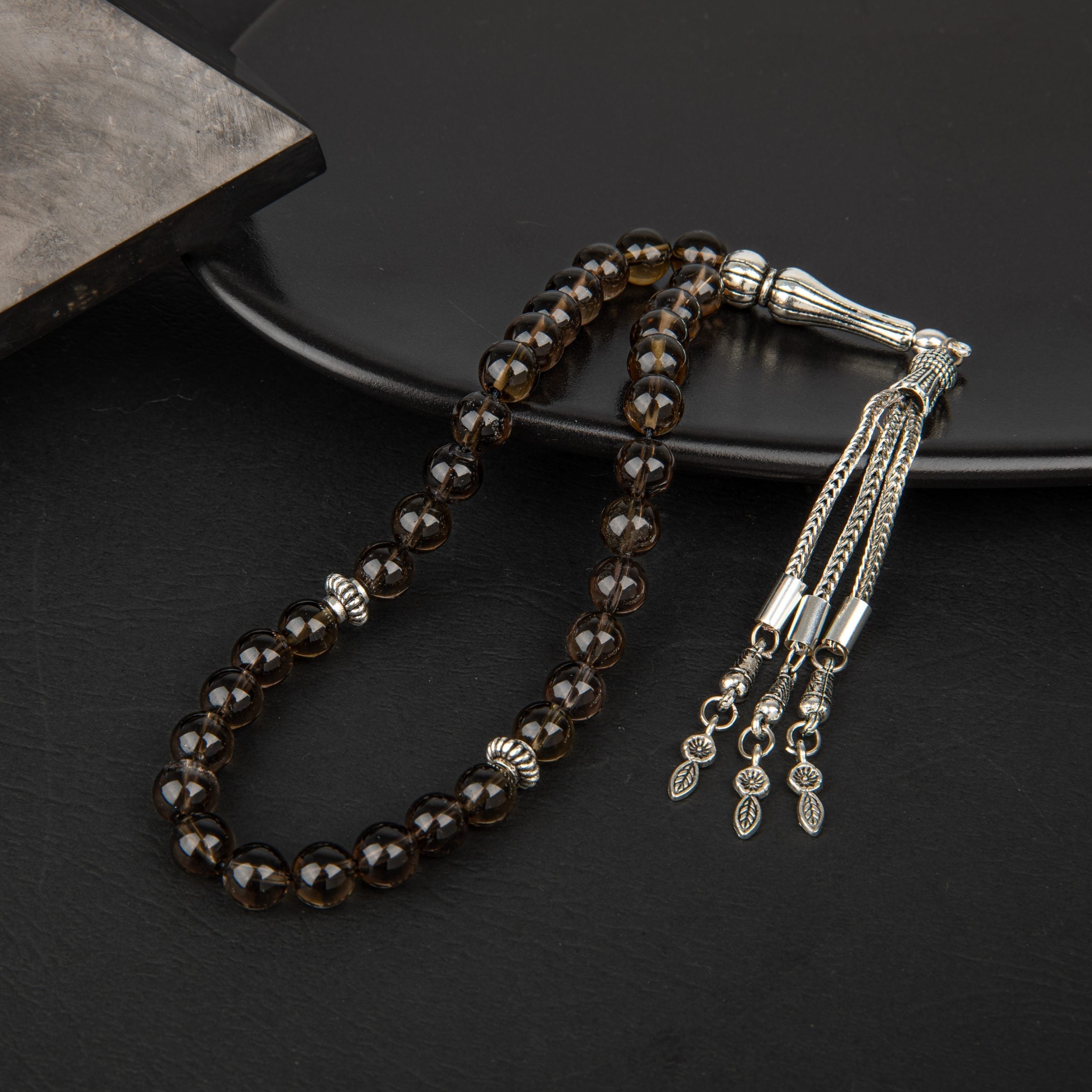 Smoky Quartz Natural Gemstone Prayer Beads 33-Bead – 8mm Handcrafted