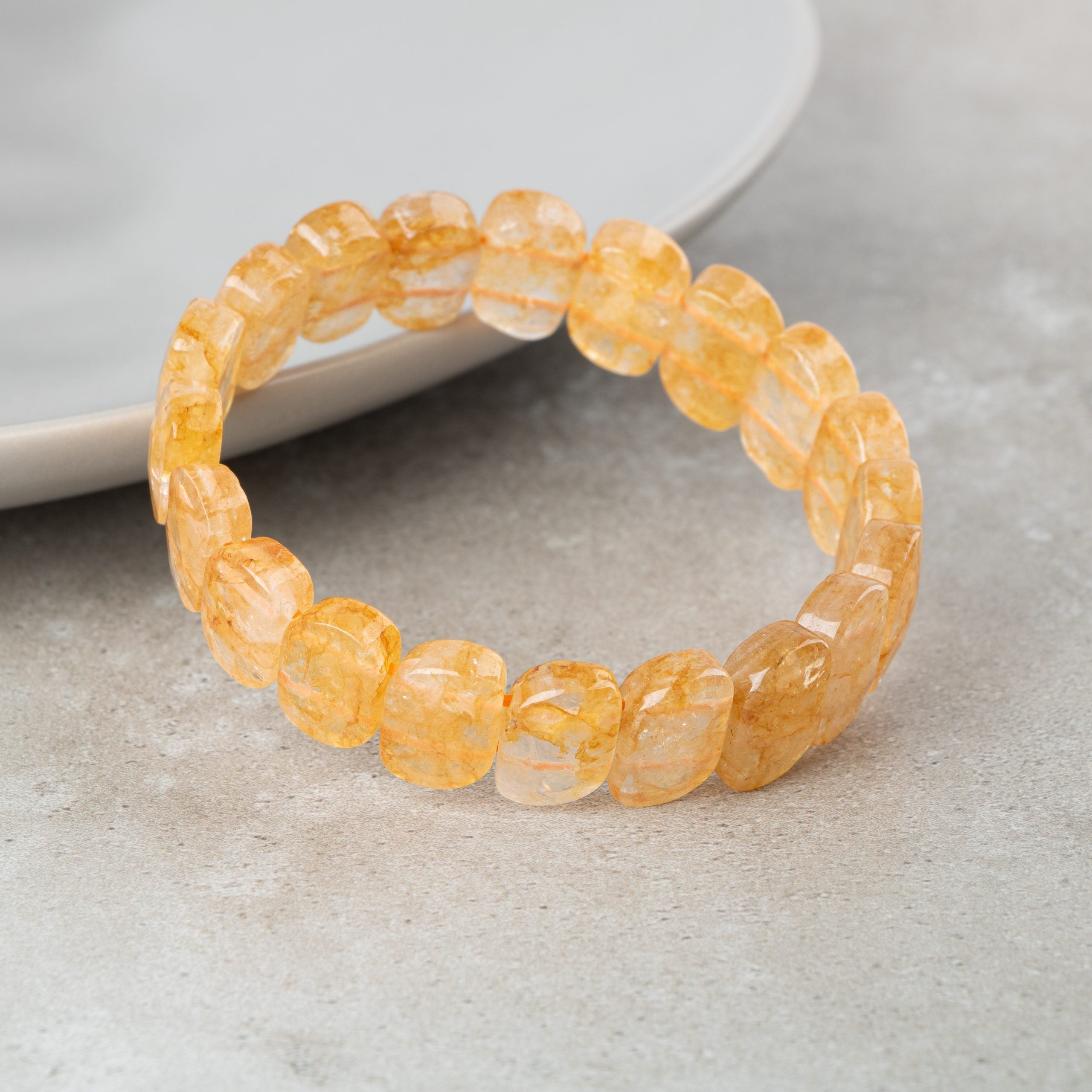 Certified Citrine Wide Cut Special Cut Natural Gemstone Bracelet