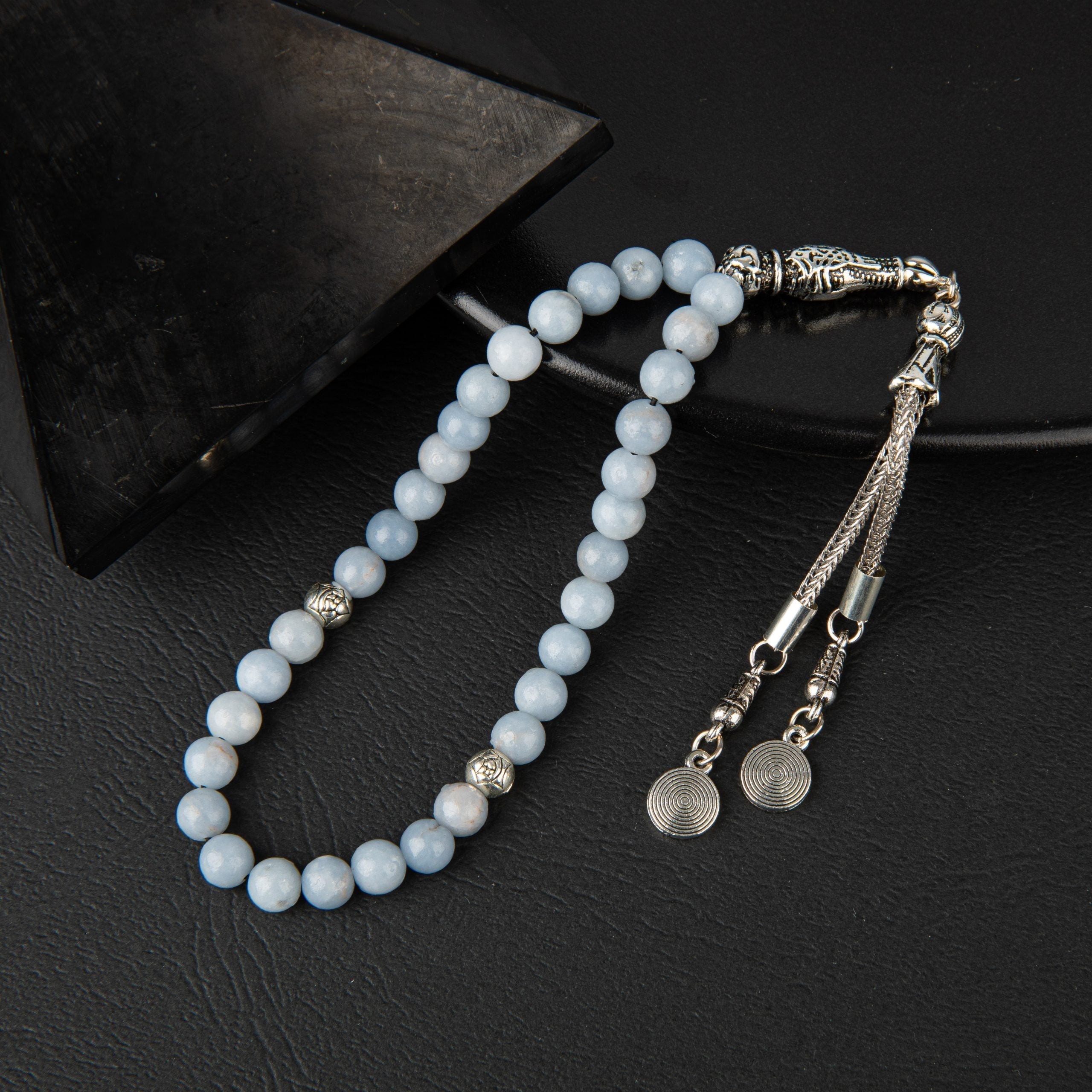 Angelite Natural Gemstone Prayer Beads 33-Bead – 6mm Handcrafted