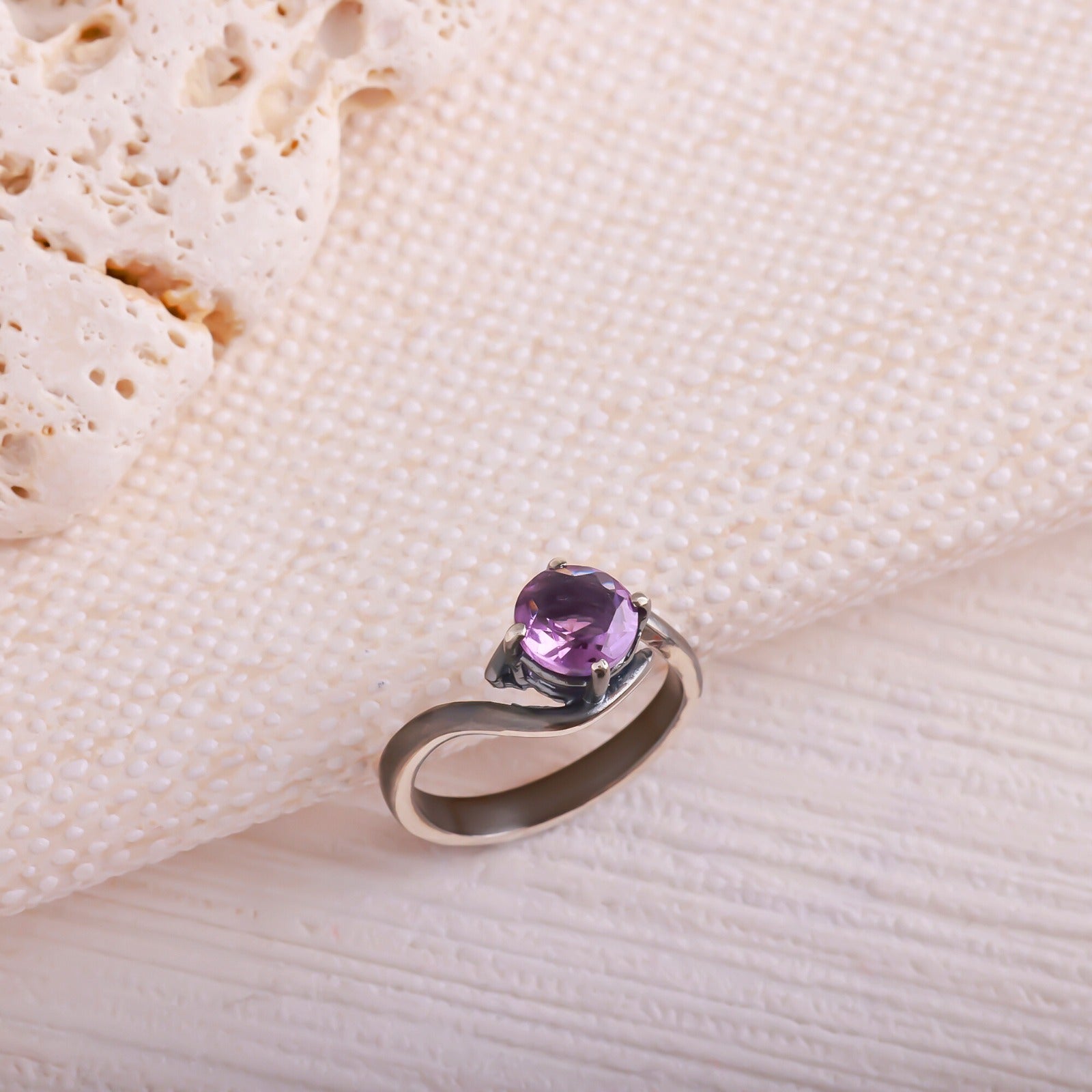 Laboratory Certified Amethyst Natural Stone 925 Sterling Silver Ring