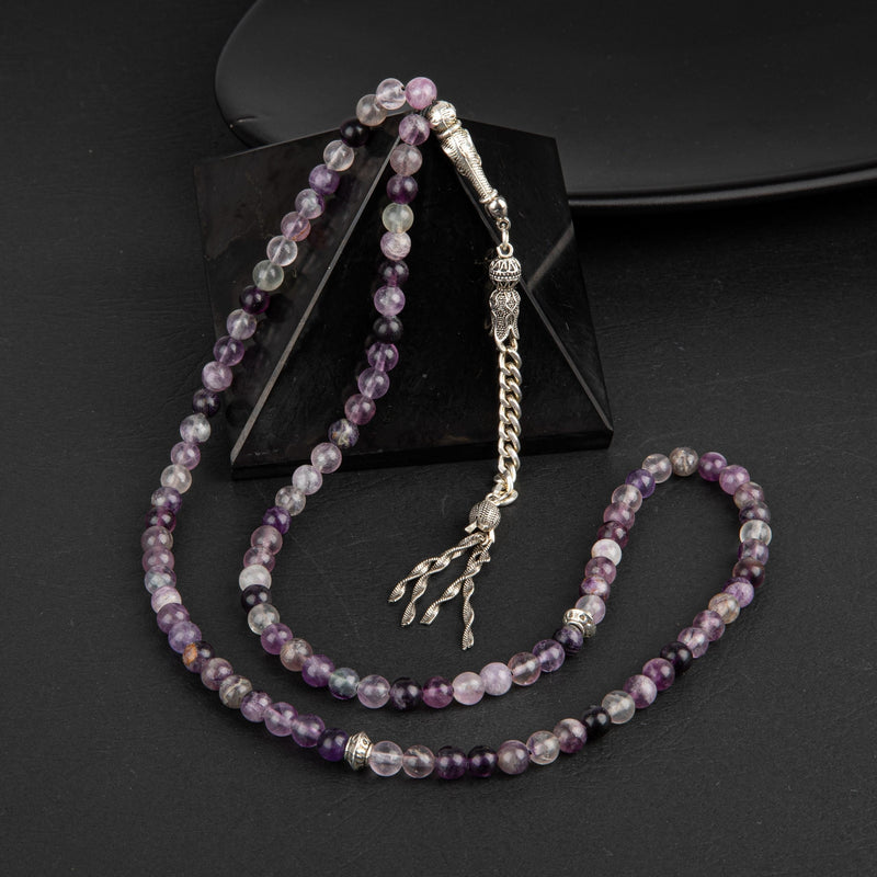 Laboratory Certified Mor Fluorite Natural Gemstone Prayer Beads 99-Bead – 6mm