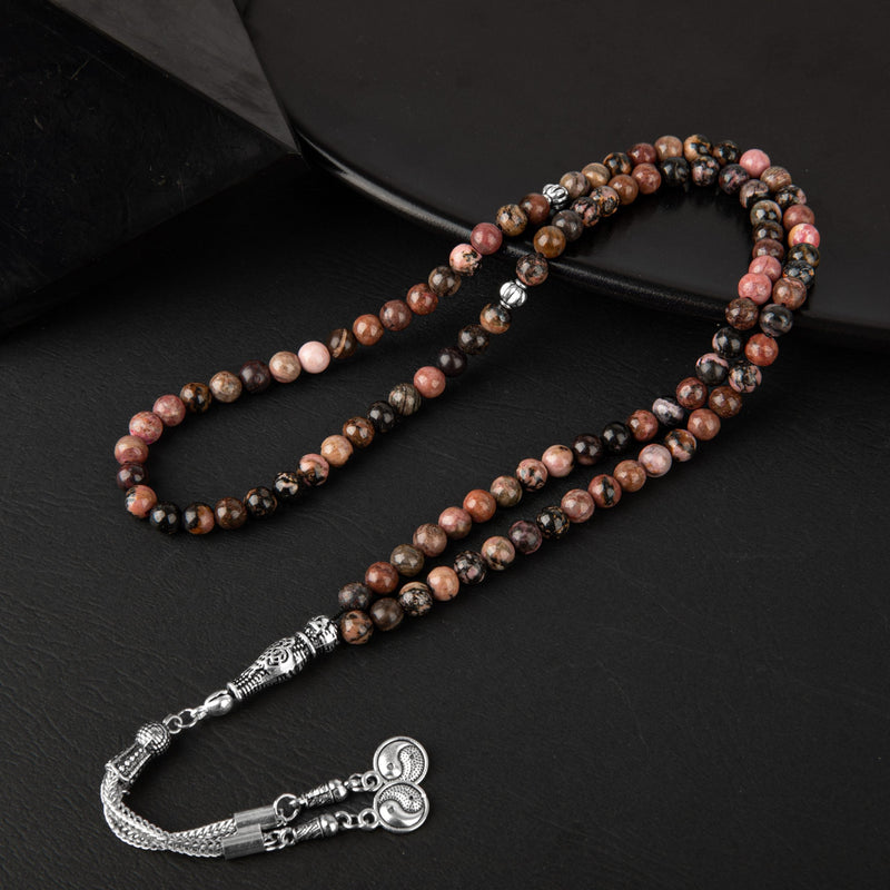 Laboratory Certified Rhodonite Natural Gemstone Prayer Beads 99-Bead – 6mm