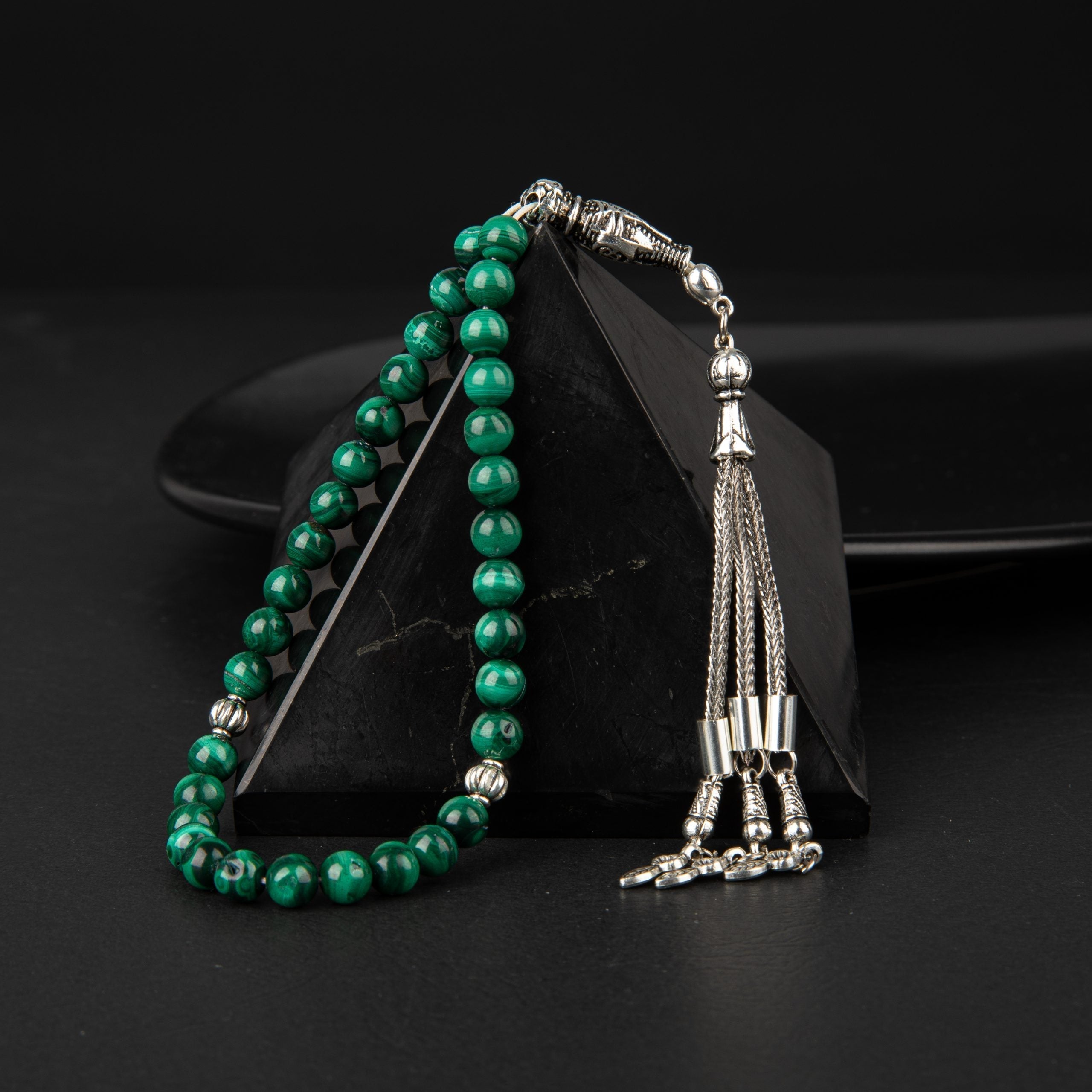 Malachite Natural Gemstone Prayer Beads 33-Bead – 6mm Handcrafted