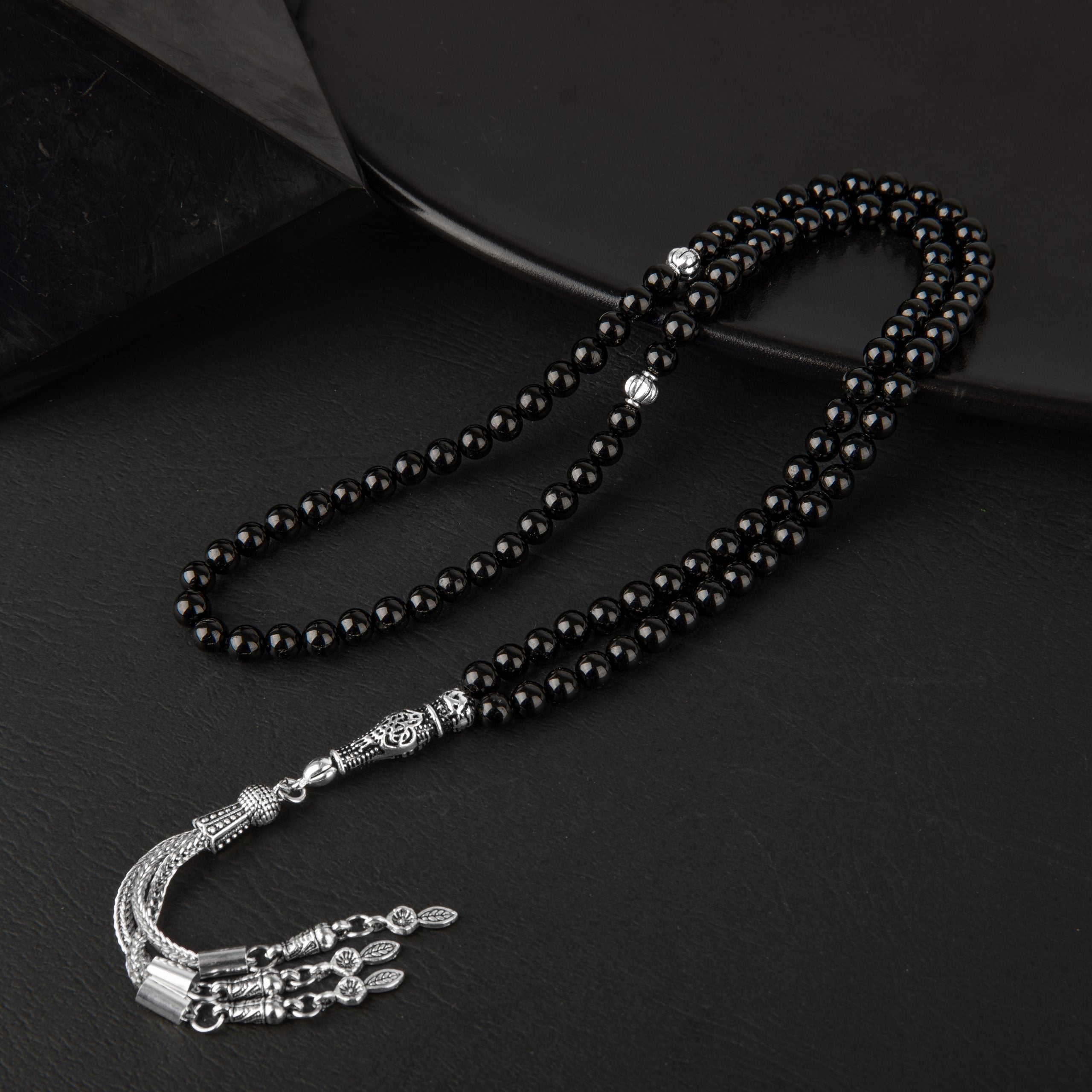 Black Tourmaline Natural Gemstone Prayer Beads 99-Bead – 6mm Handcrafted