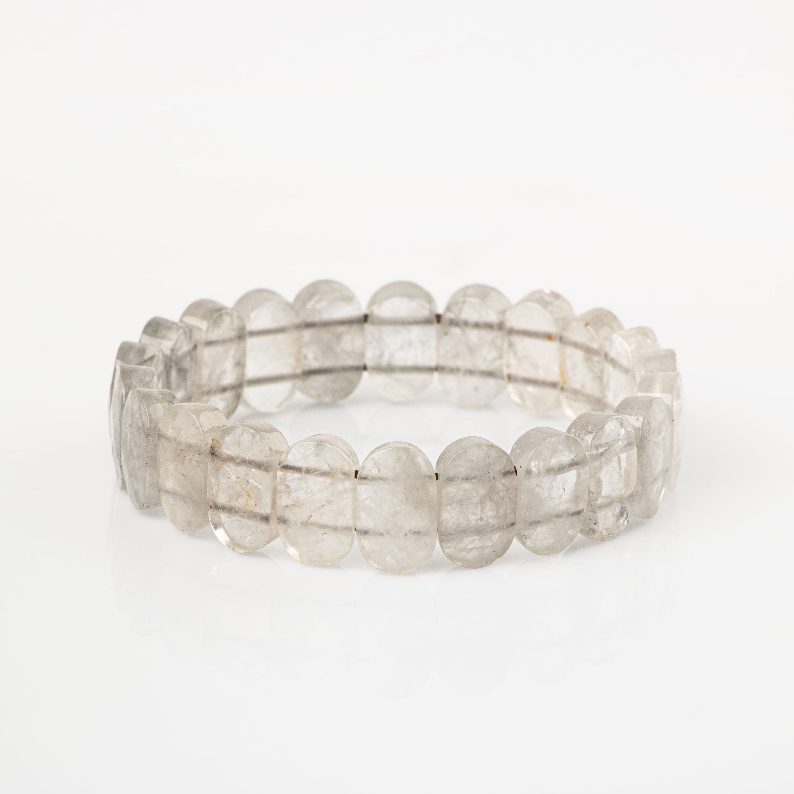 Certified Milky Quartz Wide Cut Natural Gemstone Bracelet