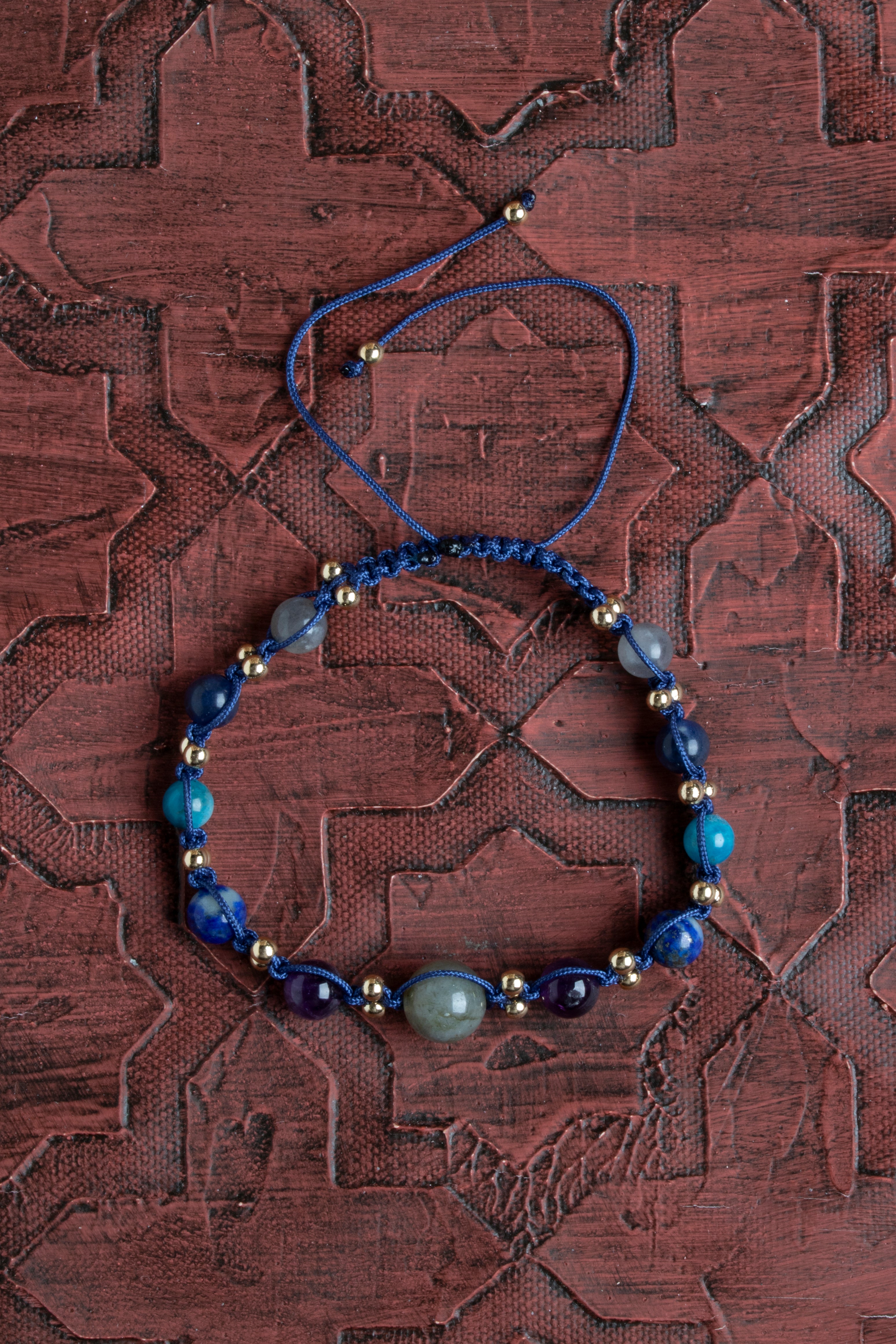 Laboratory Certified Amethyst, Labradorite & Apatite Natural Stone Bracelet