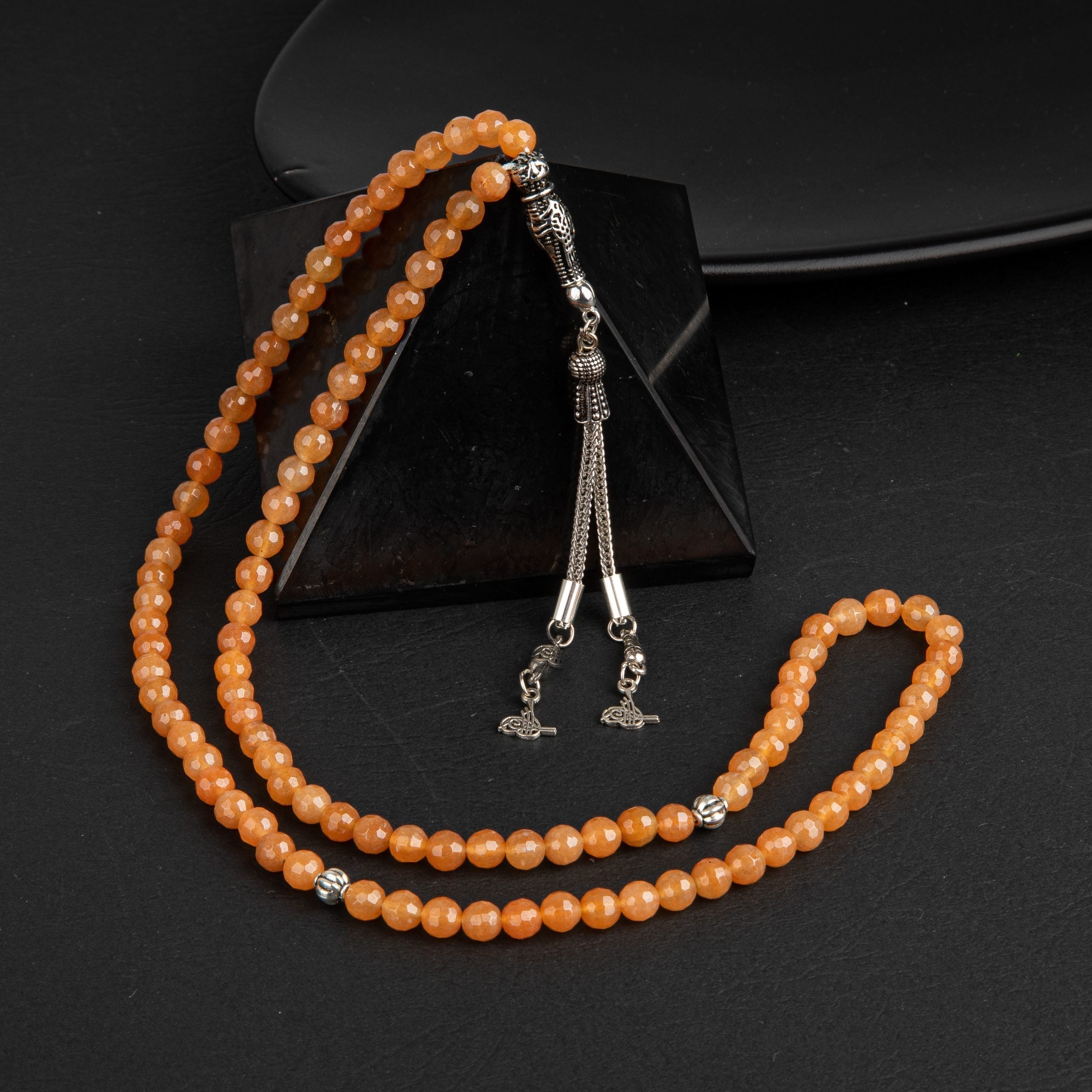Turuncu Aventurine Natural Gemstone Prayer Beads 99-Bead – 6mm Handcrafted