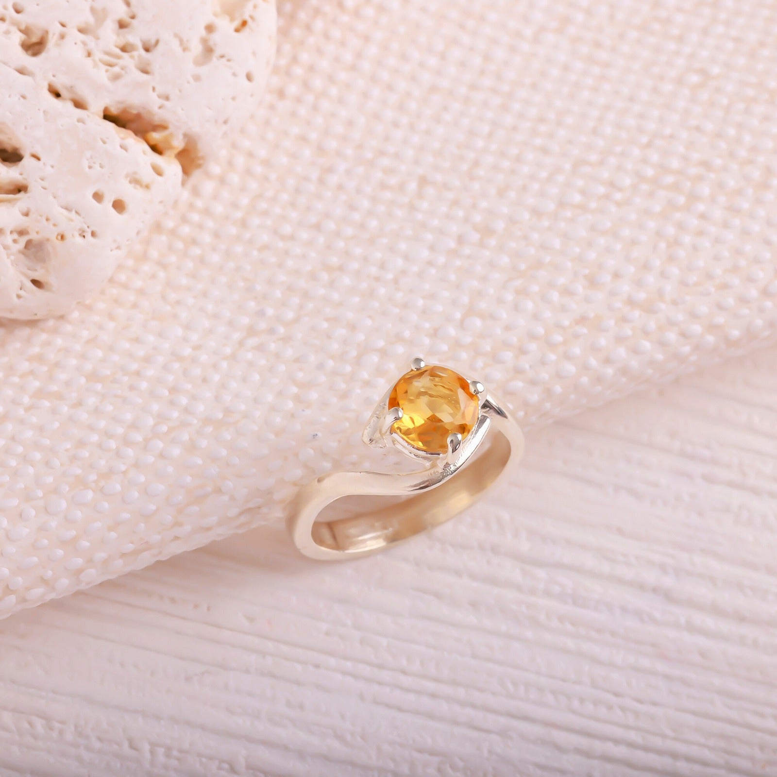 Laboratory Certified Citrine Natural Stone 925 Sterling Silver Ring