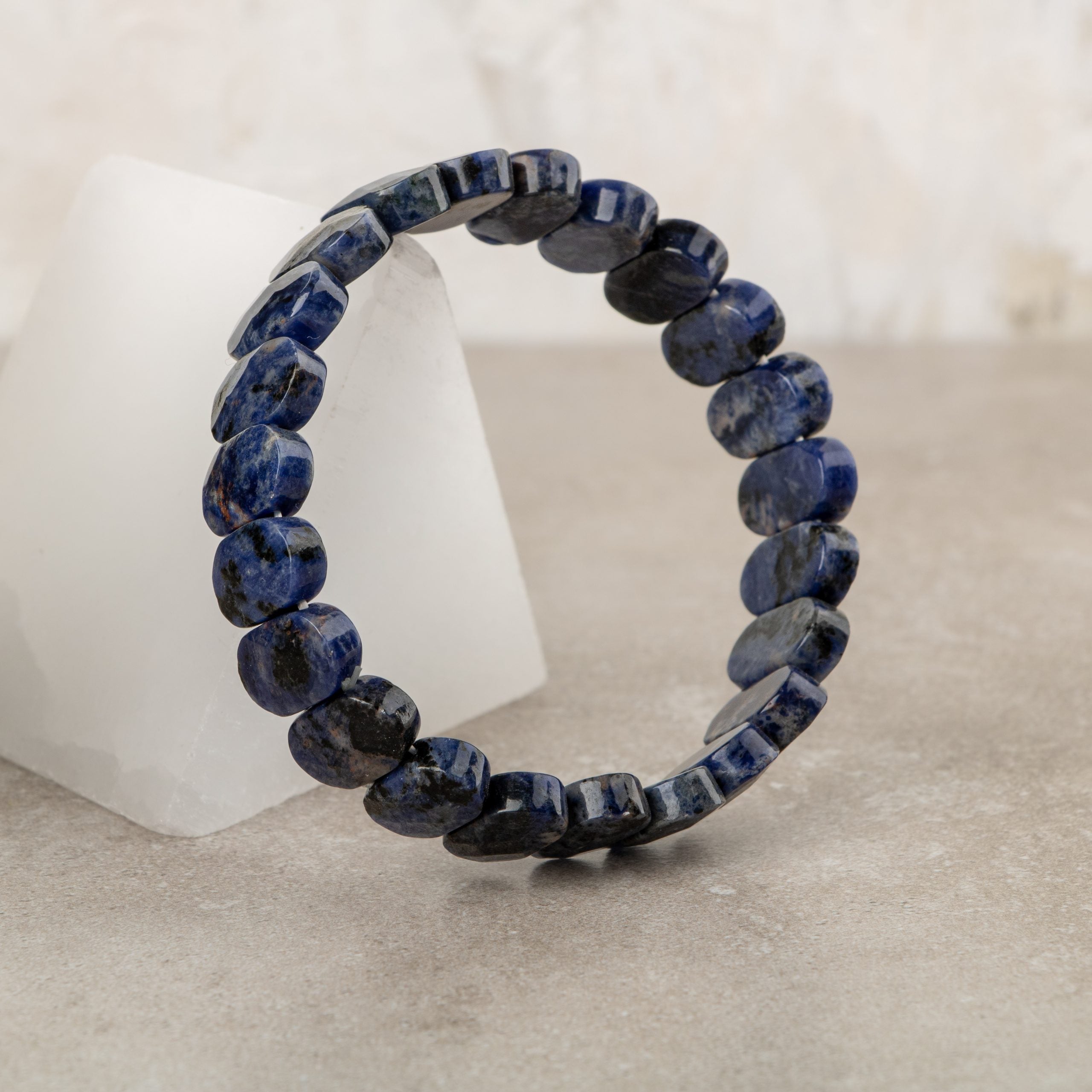 Certified Dumortierite Wide Cut Natural Gemstone Bracelet