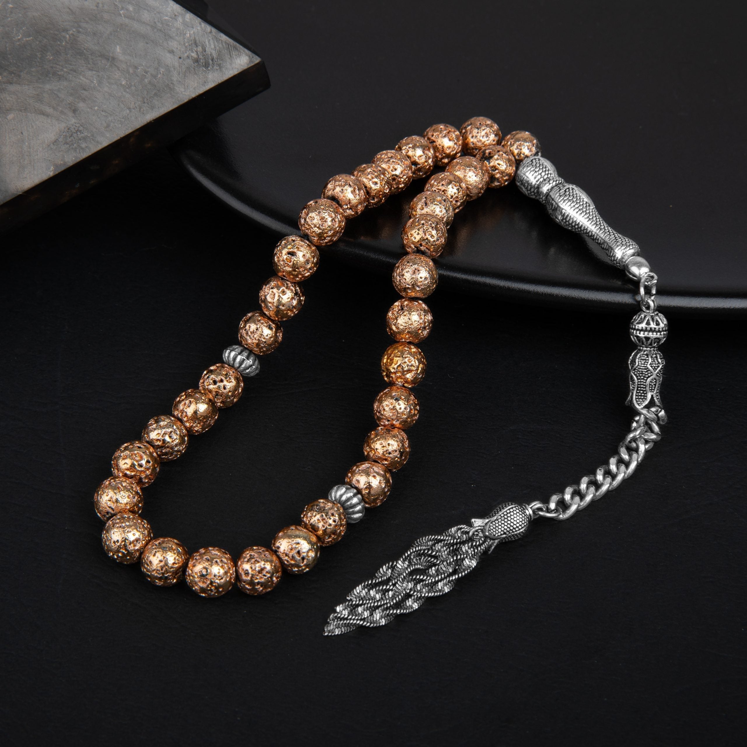 Yellow Lava Stone Natural Gemstone Prayer Beads 33-Bead – 8mm Handcrafted