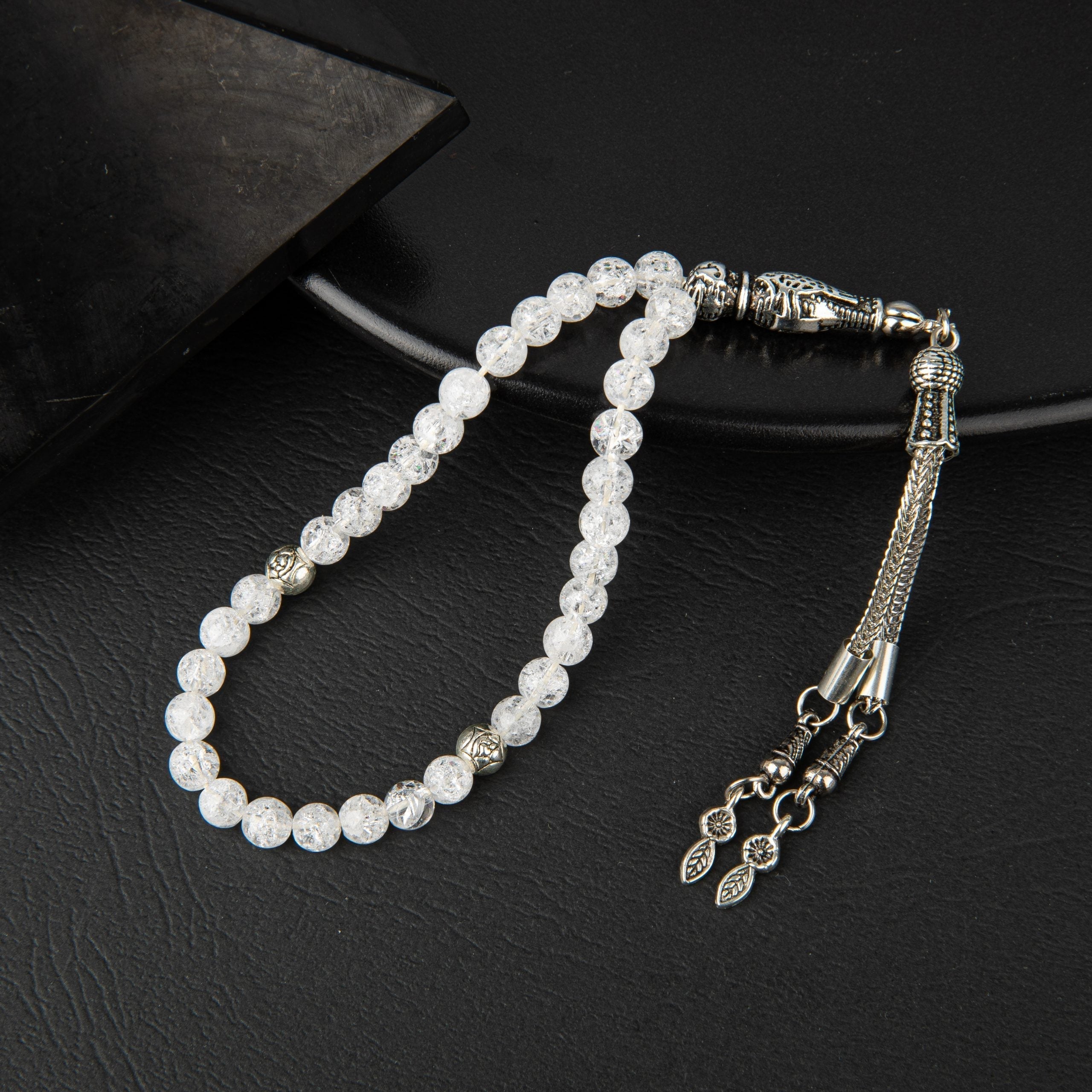 Rock Crystal Natural Gemstone Prayer Beads 33-Bead – 6mm Handcrafted