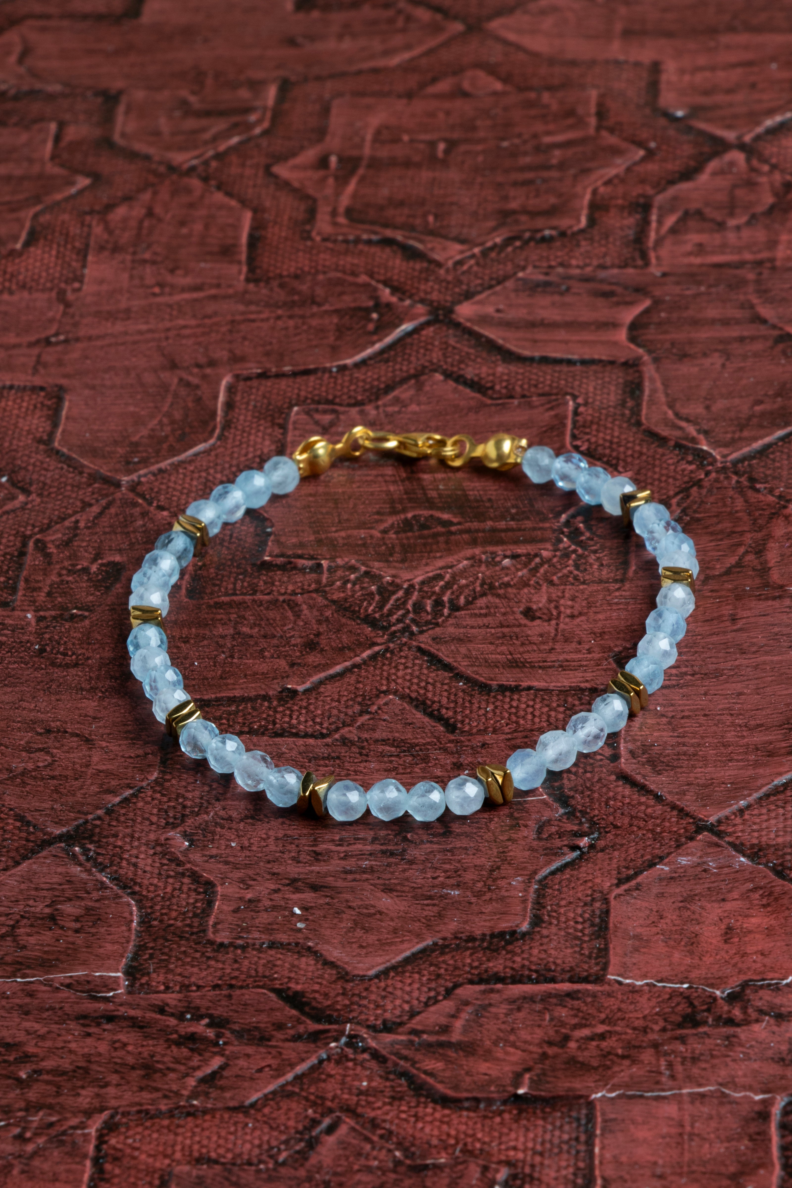 Laboratory Certified Aquamarine Natural Stone Bracelet 4 mm