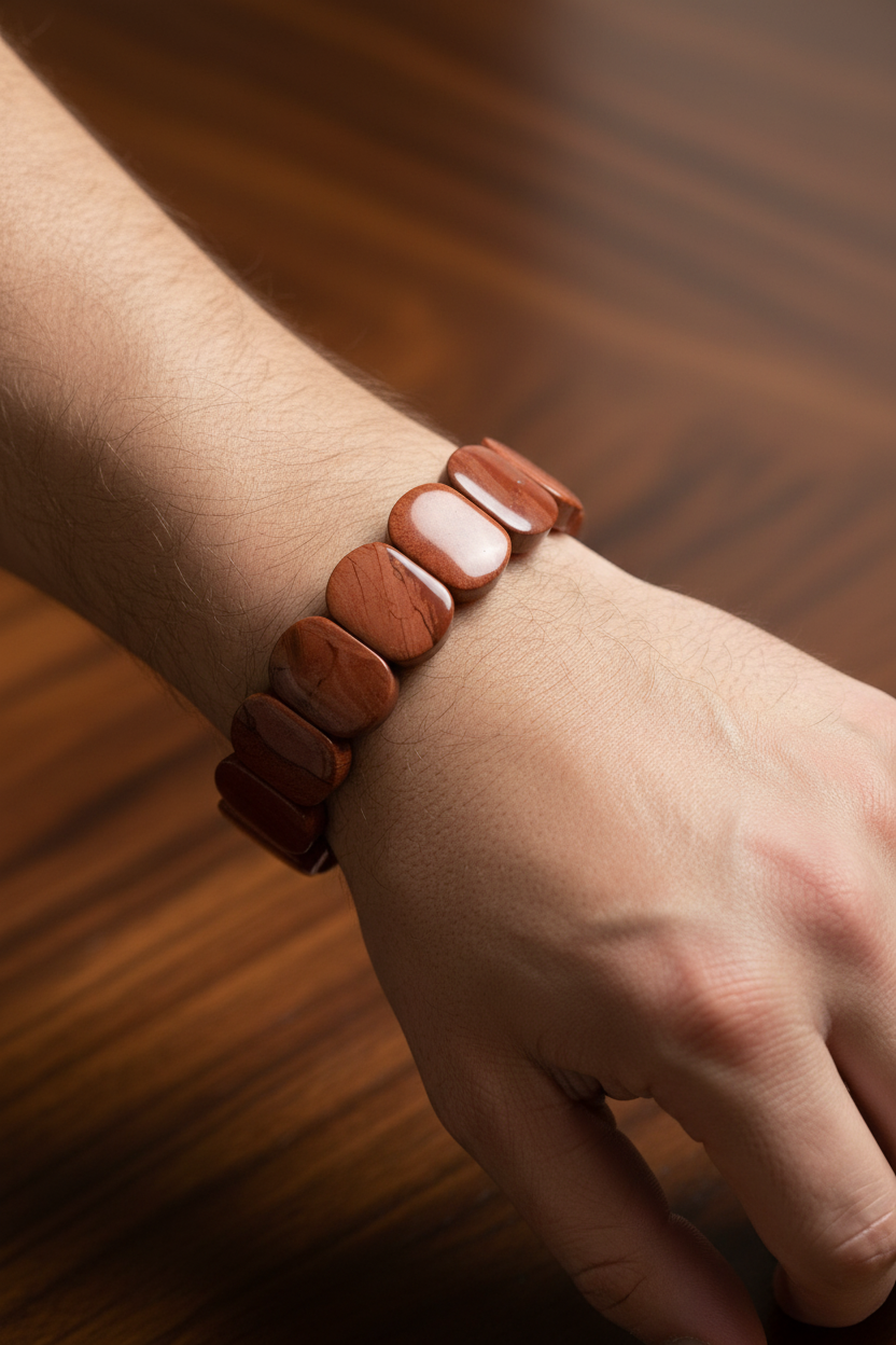 Jasper Wide Cut Special Cut Natural Gemstone Bracelet (9 x 14 mm)