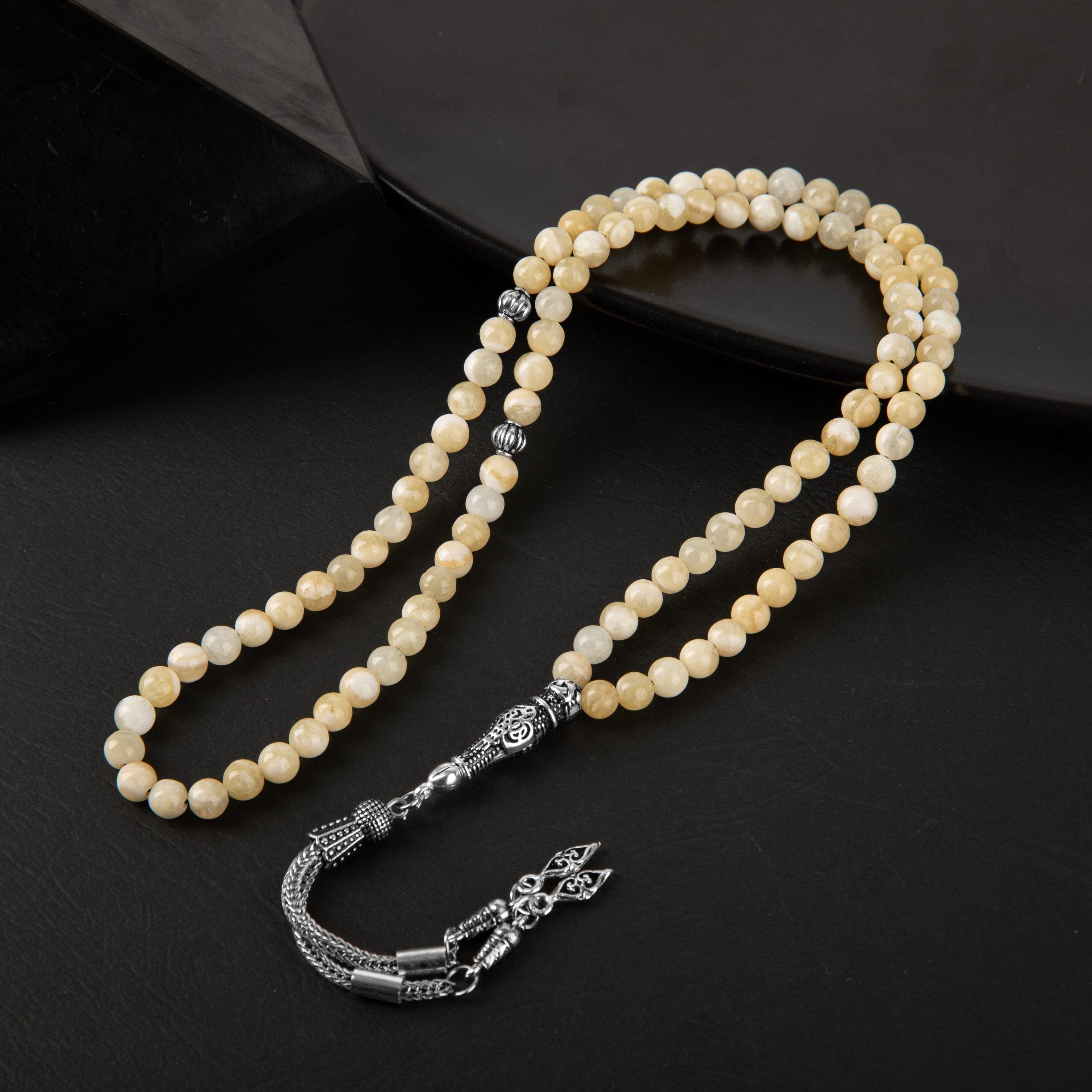 Aragonite Natural Gemstone Prayer Beads 99-Bead – 6mm Handcrafted