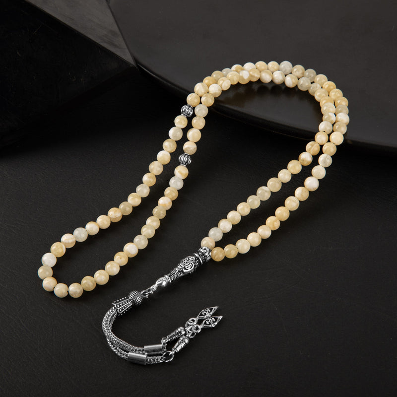 Laboratory Certified Aragonite Natural Gemstone Prayer Beads 99-Bead – 6mm
