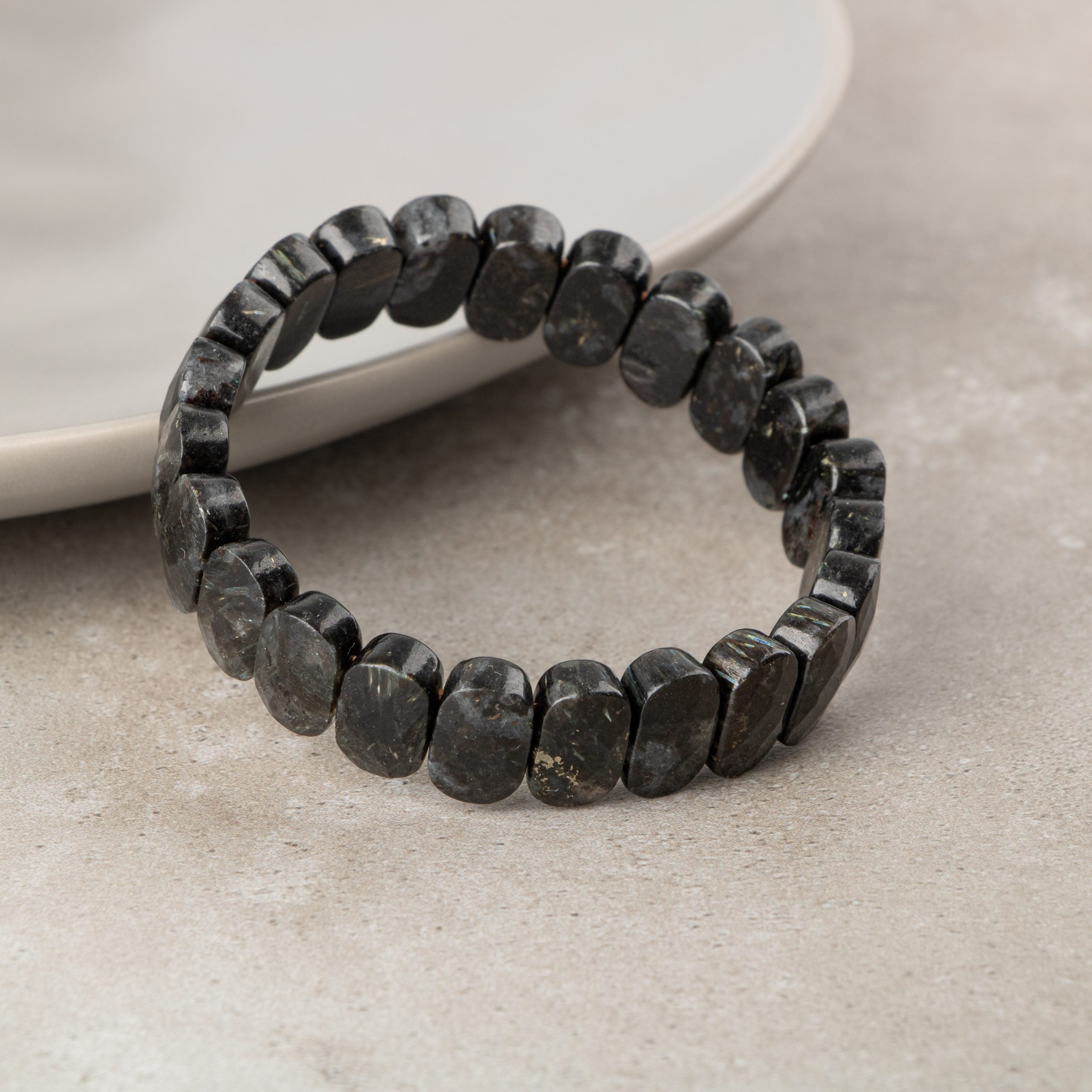 Certified Biotite Wide Cut Natural Gemstone Bracelet