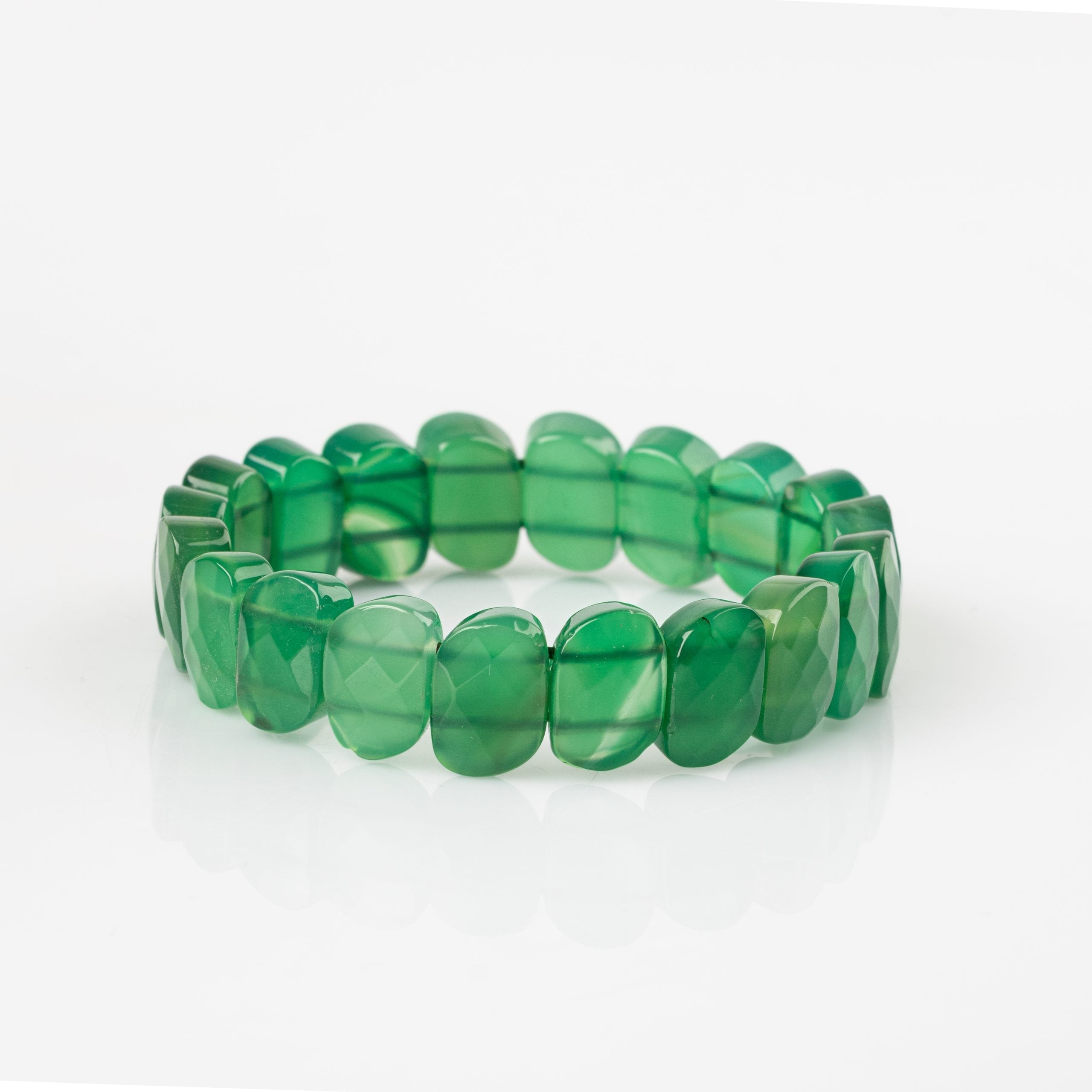 Certified Green Agate Wide Cut Special Cut Natural Gemstone Bracelet