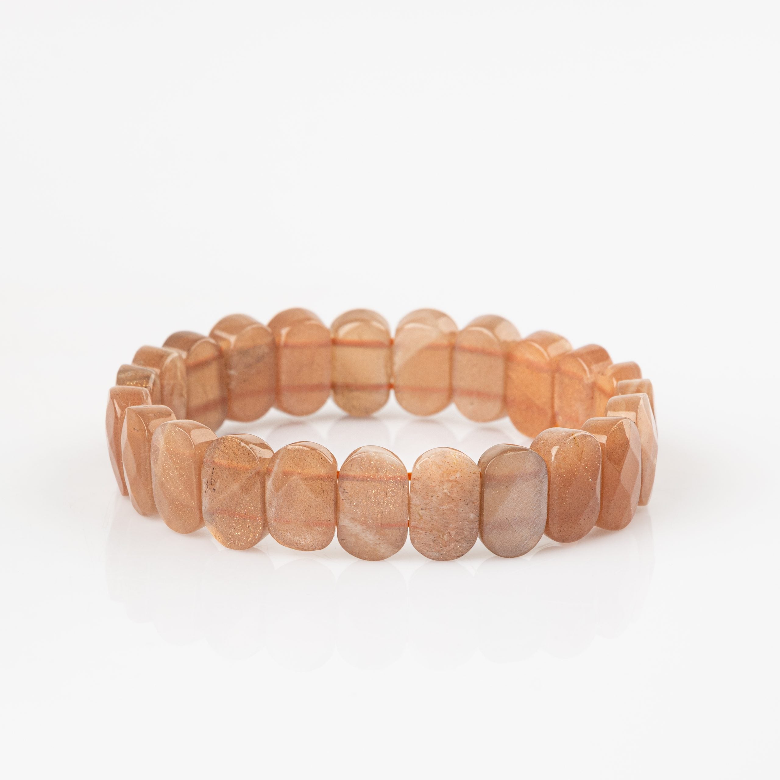 Certified Sunstone Wide Cut Natural Gemstone Bracelet