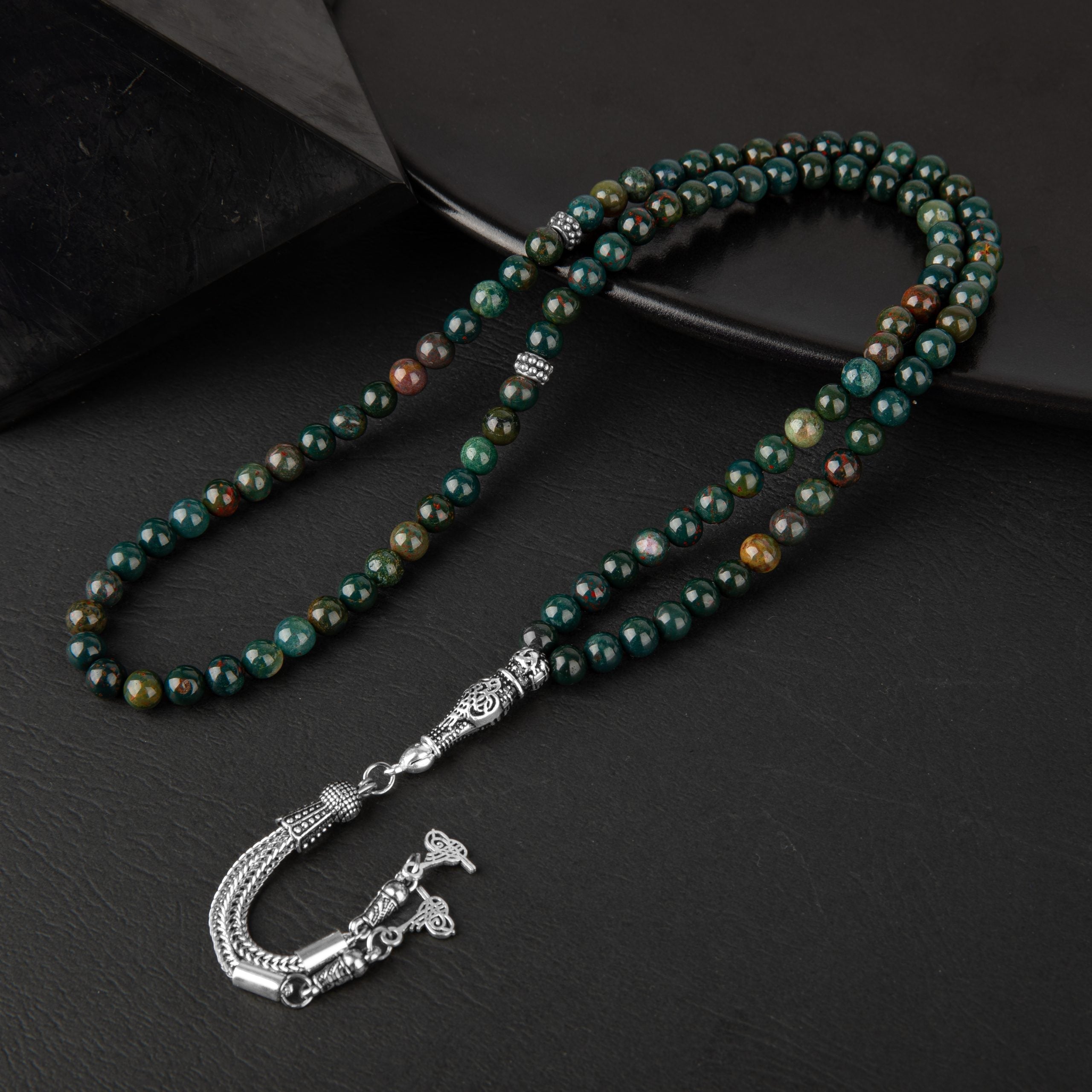 Bloodstone Natural Gemstone Prayer Beads 99-Bead – 6mm Handcrafted