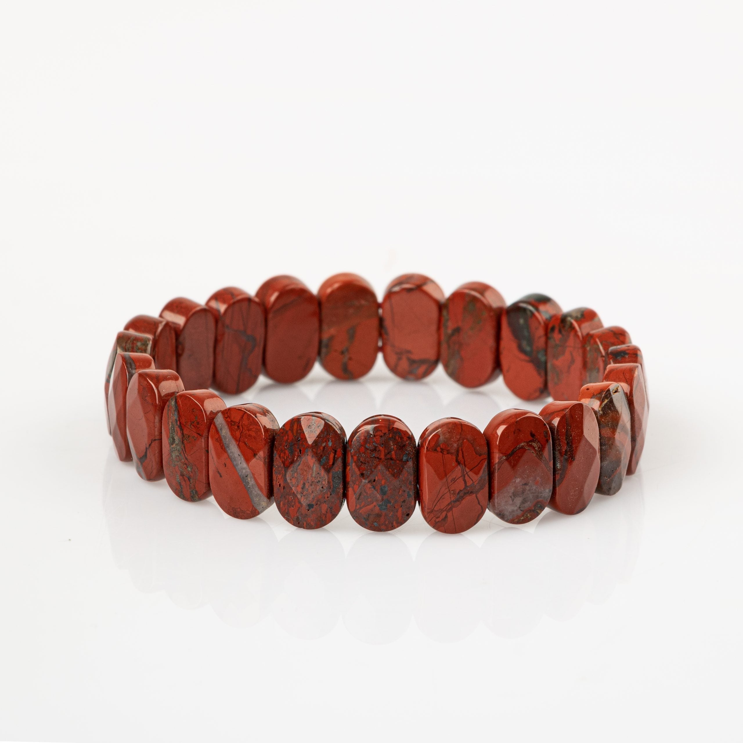 Certified Jasper Wide Cut Natural Gemstone Bracelet