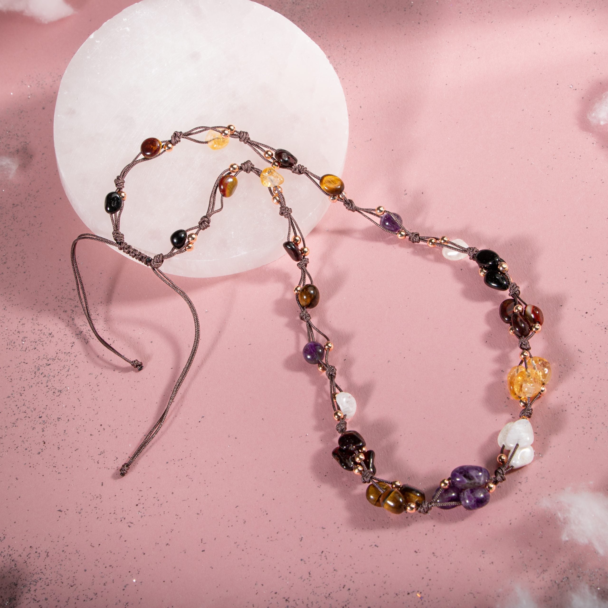 Akrep Burcu Kolye Ametist, Ay Taşı, Bordo Granat Lal, Jasper, Kaplan Gözü, Sitrin, Siyah Turmalin