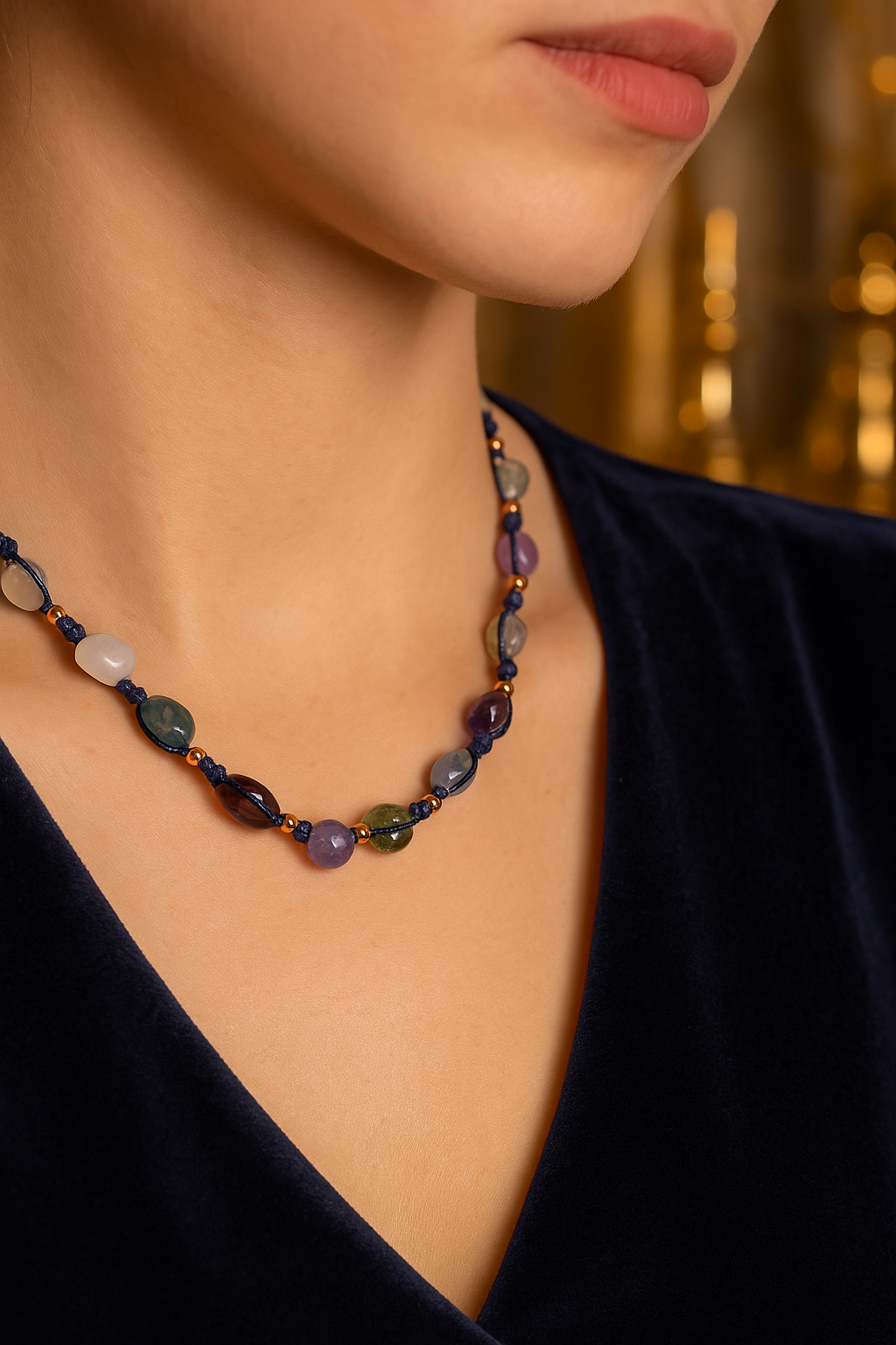 Laboratory Certified Aquarius Zodiac Natural Stone Necklace