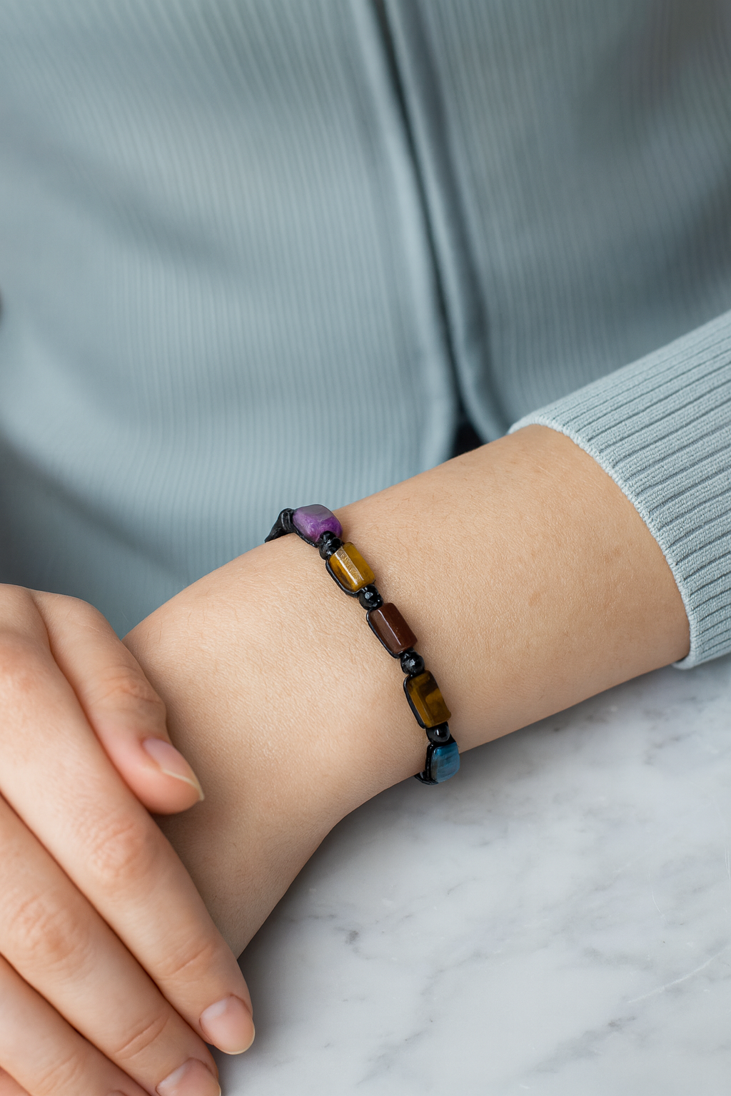 Laboratory Certified Scorpio Zodiac Natural Stone Macramé Woven Bracelet