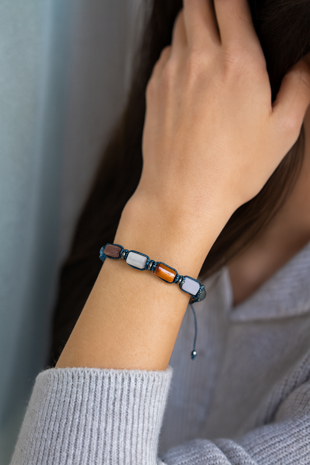 Laboratory Certified Pisces Zodiac Natural Stone Macramé Woven Bracelet