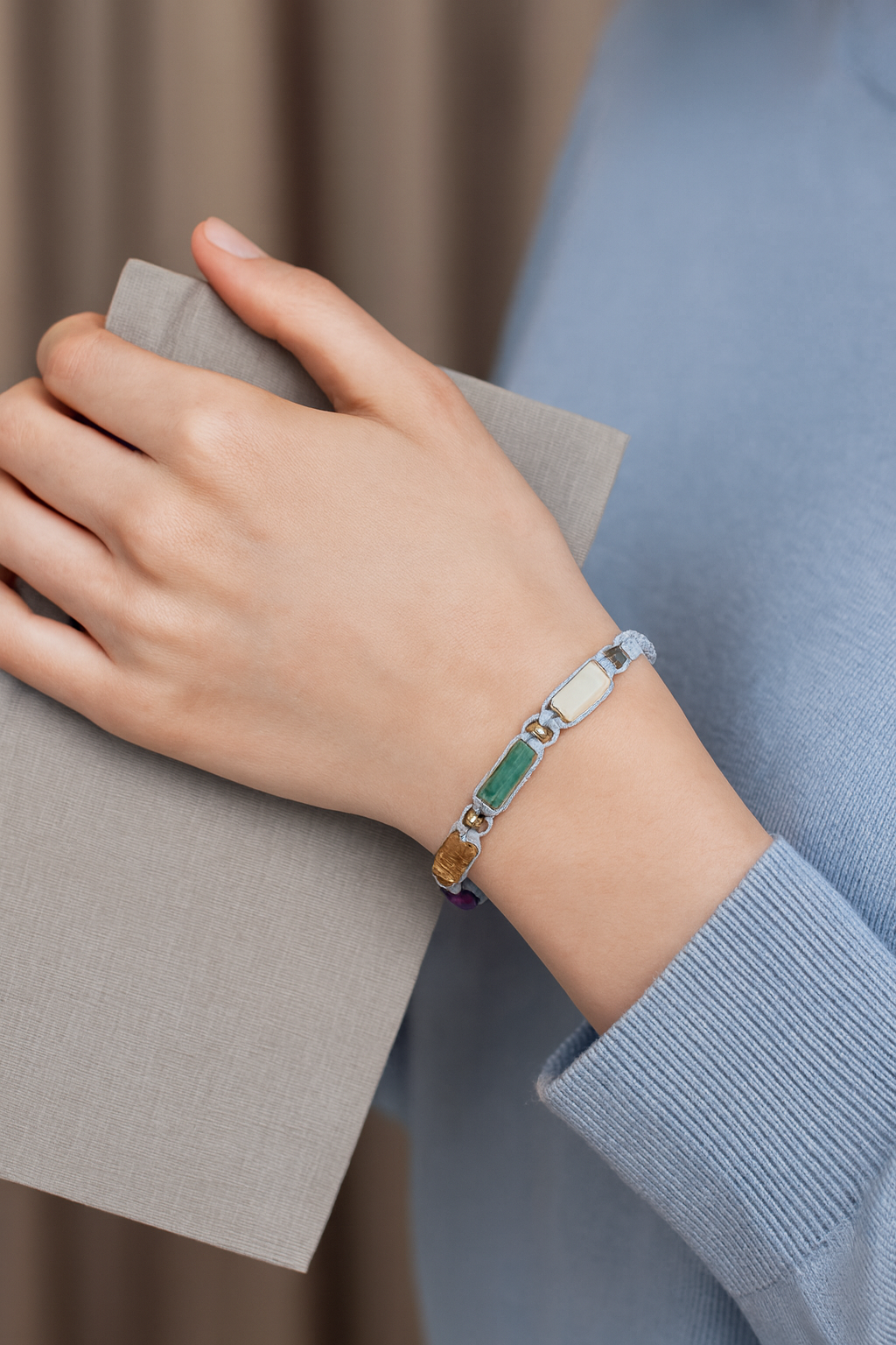 Laboratory Certified Aries Zodiac Natural Stone Macramé Woven Bracelet