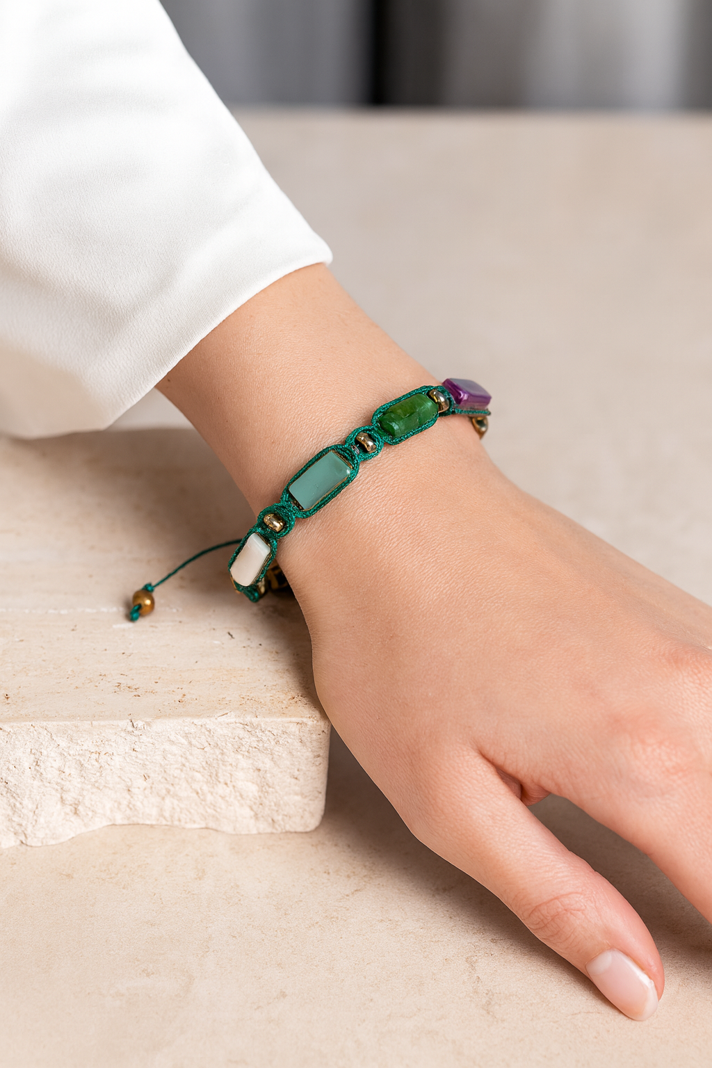 Laboratory Certified Aquarius Zodiac Natural Stone Macramé Woven Bracelet