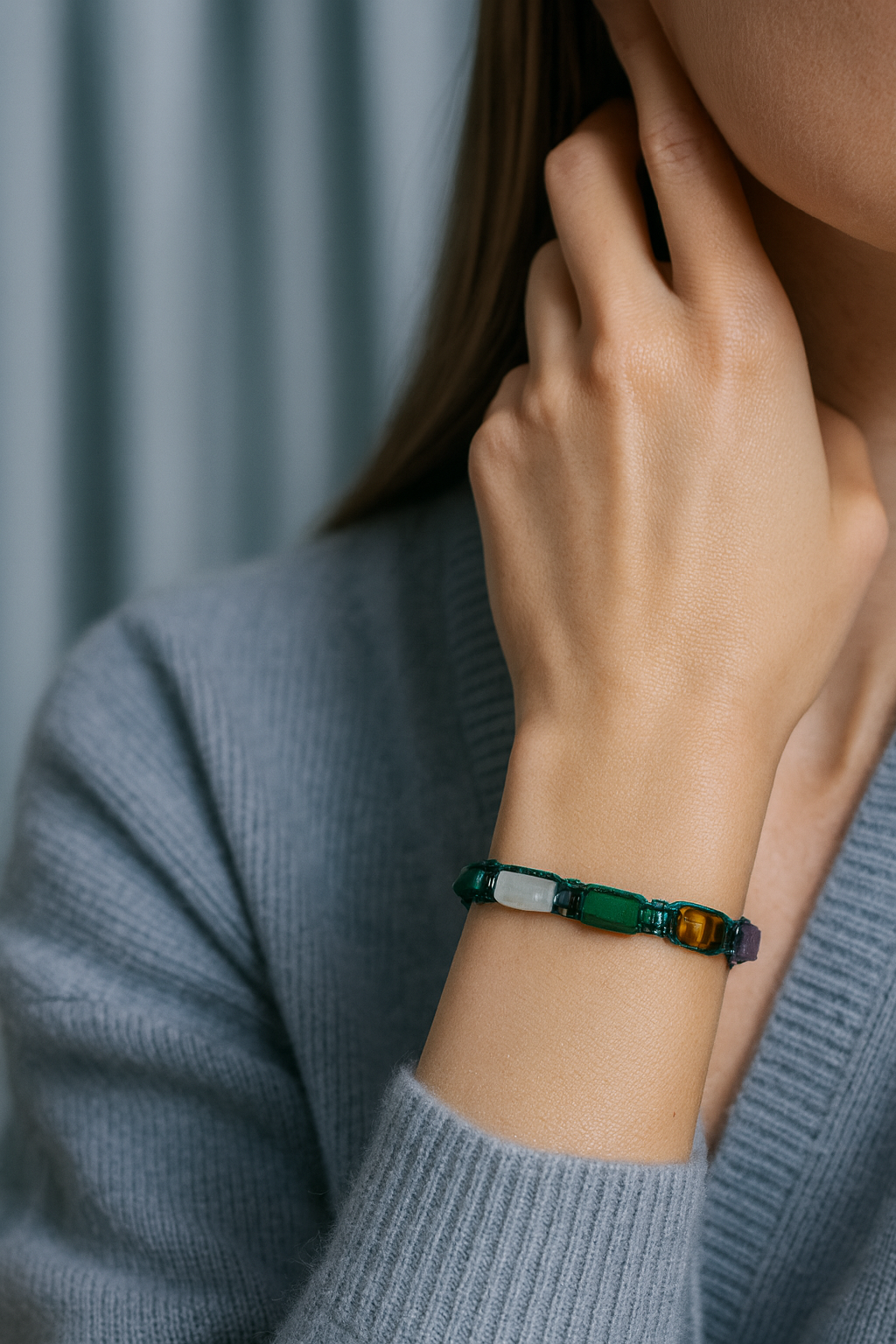 Laboratory Certified Aries Zodiac Natural Stone Macramé Woven Bracelet