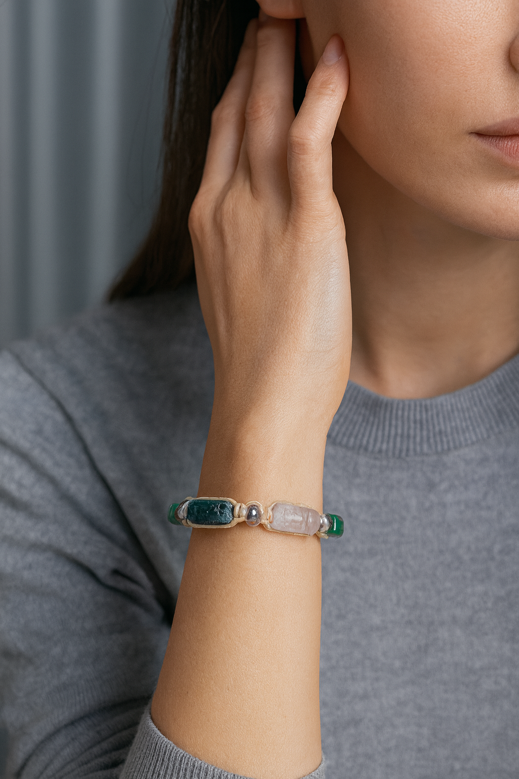 Laboratory Certified Gemini Zodiac Natural Stone Macramé Woven Bracelet