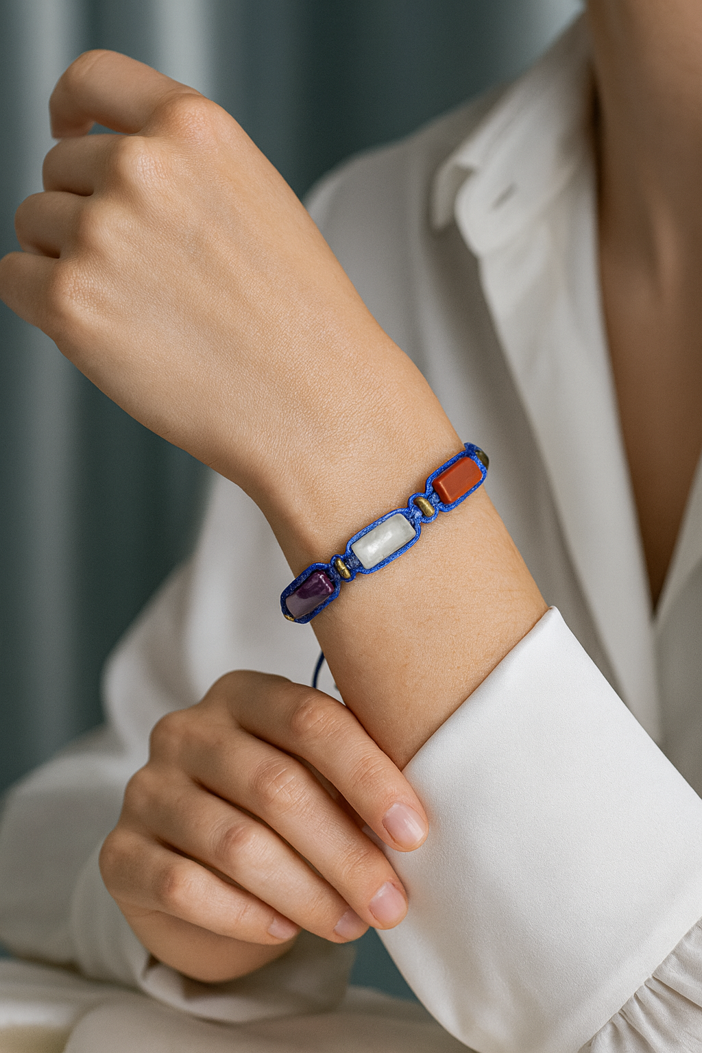 Laboratory Certified Libra Zodiac Natural Stone Macramé Woven Bracelet